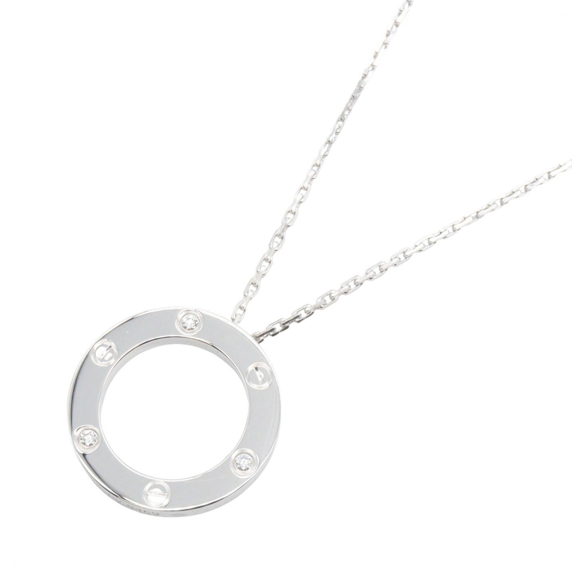 Cartier Love Circle 3PD Necklace, 18K White Gold (18KWG), Diamond, Women\'s, Silver/Clear Tone