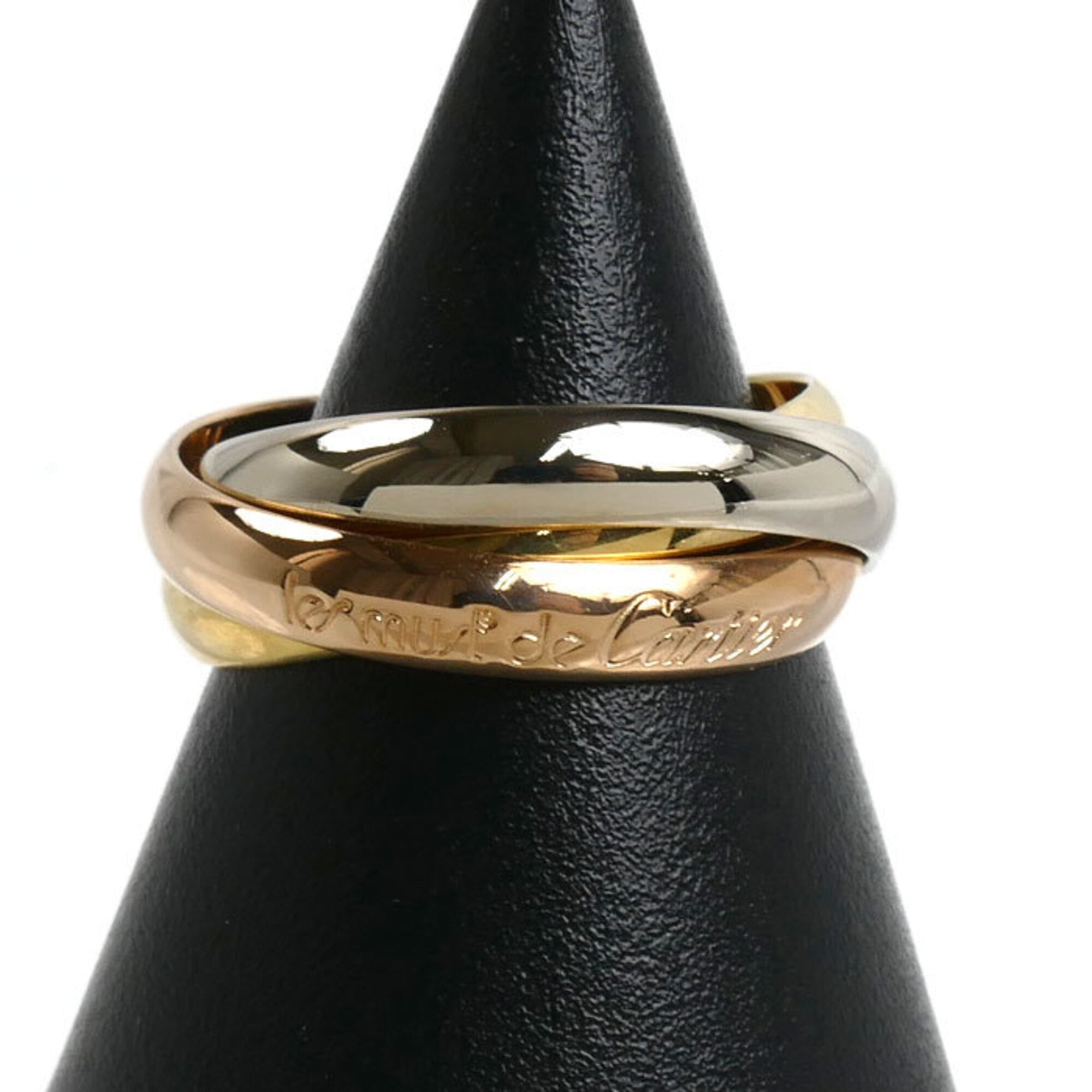 CARTIER Cartier 18K Yellow Gold Pink White Les Must de Trinity Ring, Size 54, 8.0g, Women\'s
