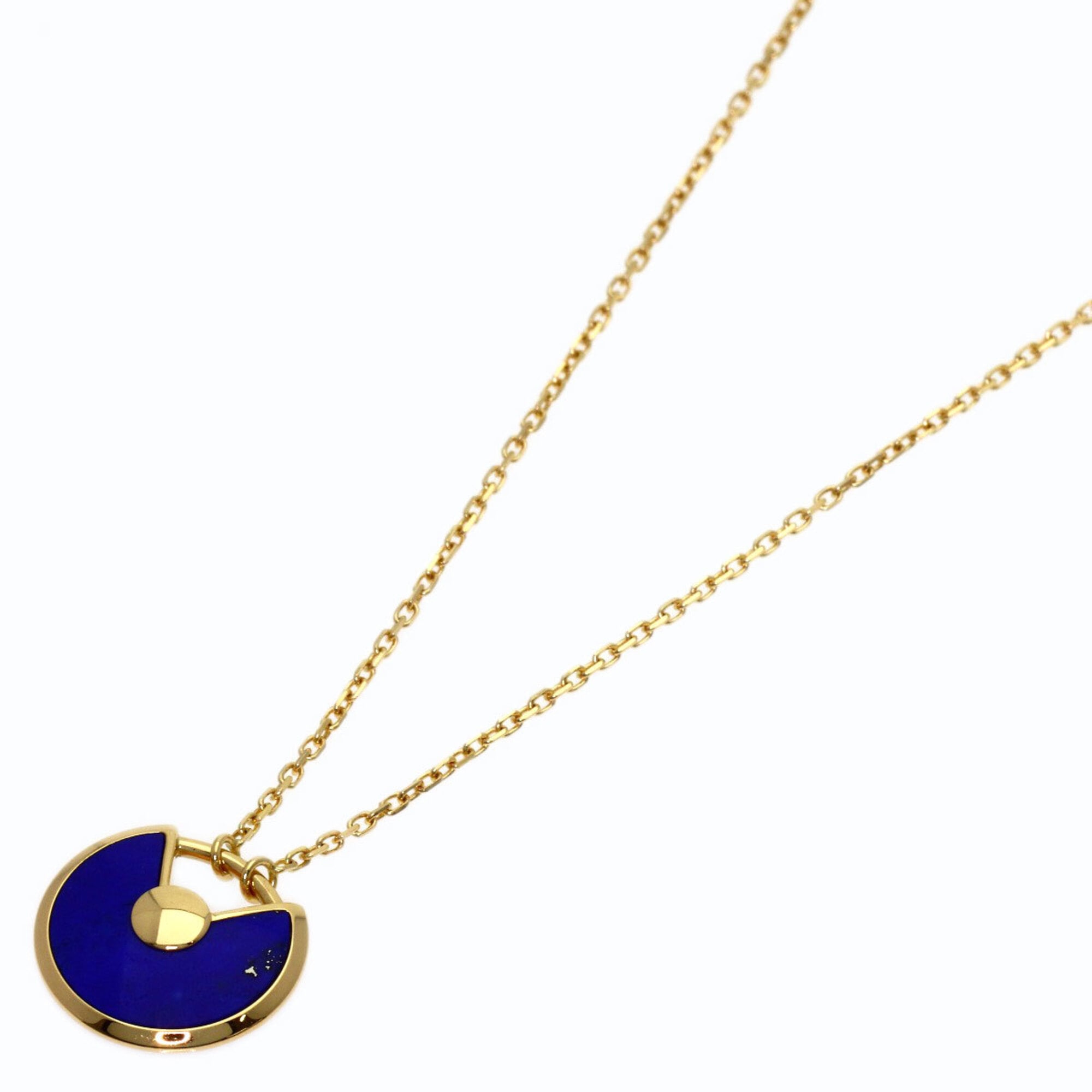 Cartier Amulet Lapis Lazuli Diamond Necklace 18K Yellow Gold Women\'s CARTIER