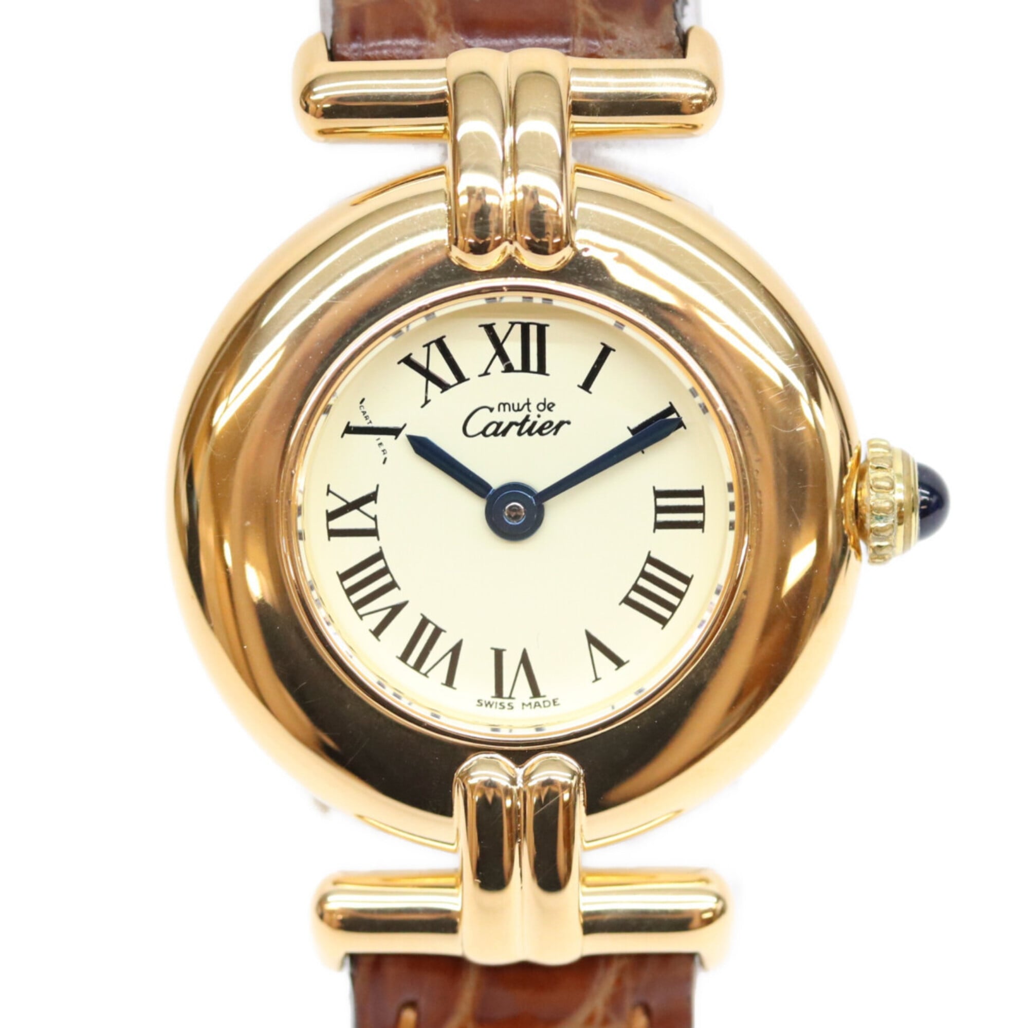 Cartier W1000653 925 Must ColisŽe SM Ivory Roman Dial Vermeil Quartz Watch Gold Ladies