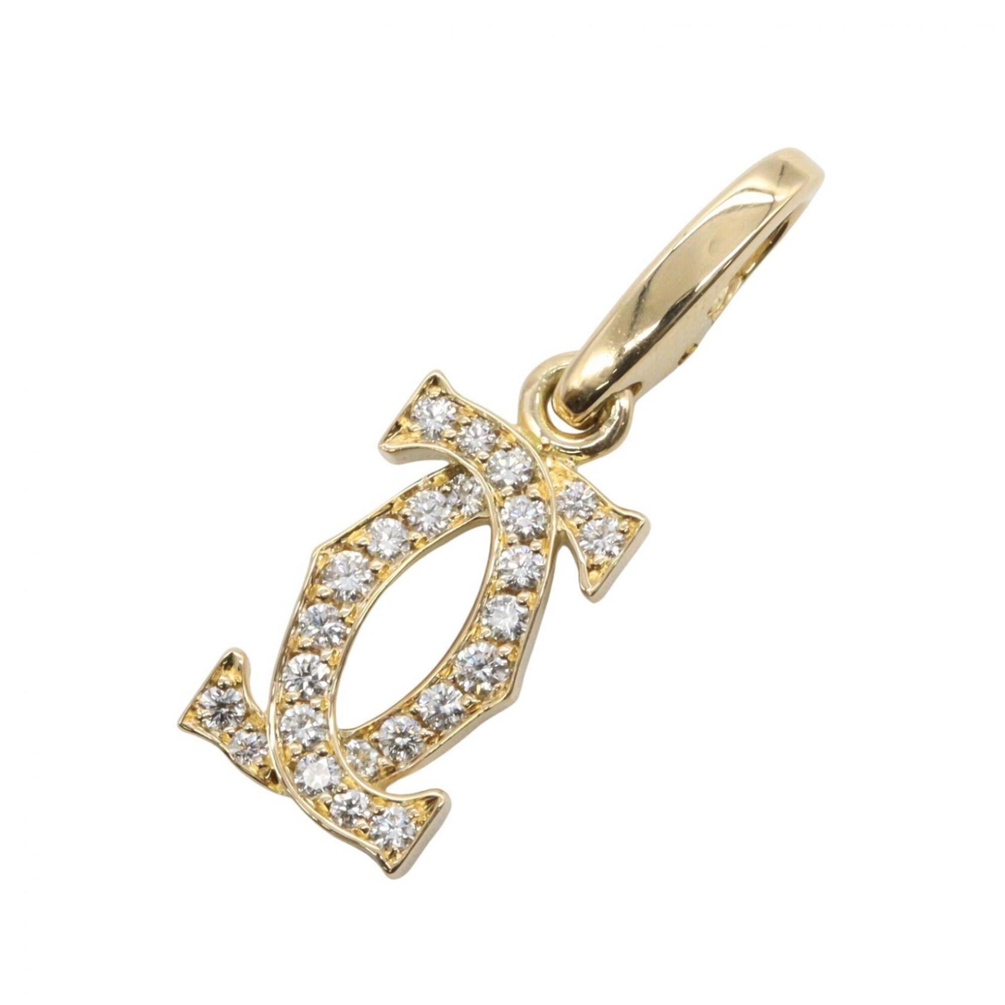 Cartier 2C Charm Diamond Accessory 18K (Yellow Gold) Men\'s Women\'s Gold Tone Clear