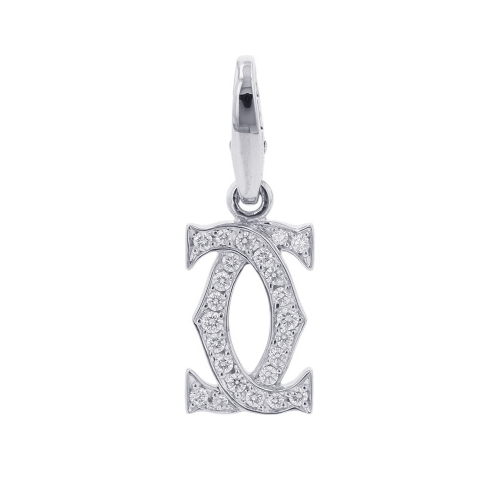 Cartier pendant top, 2C charm, diamond, 18K white gold.