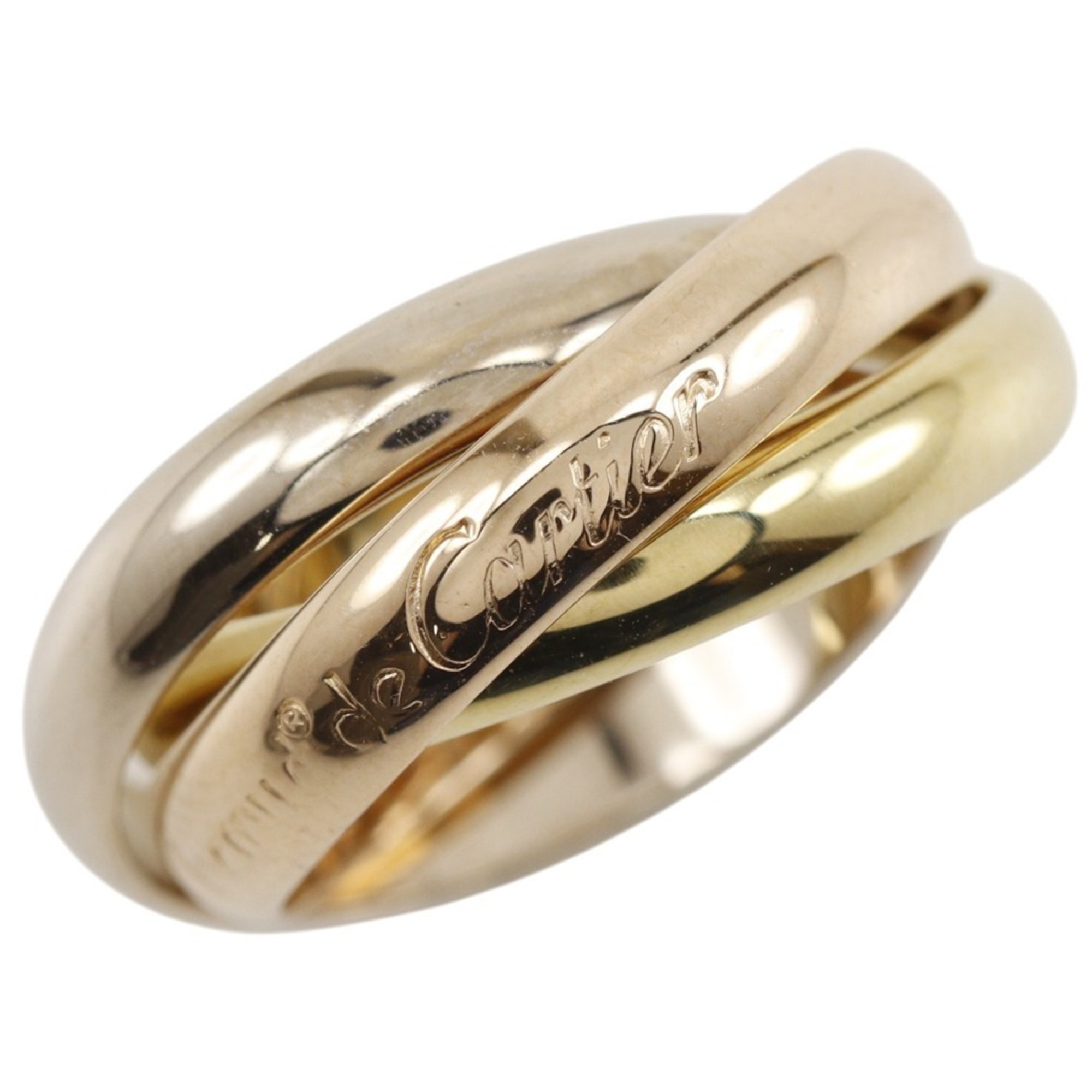 Cartier Trinity ring, size 7.5, 18K gold (YG x PG WG), approximately 7.1g, women\'s.
