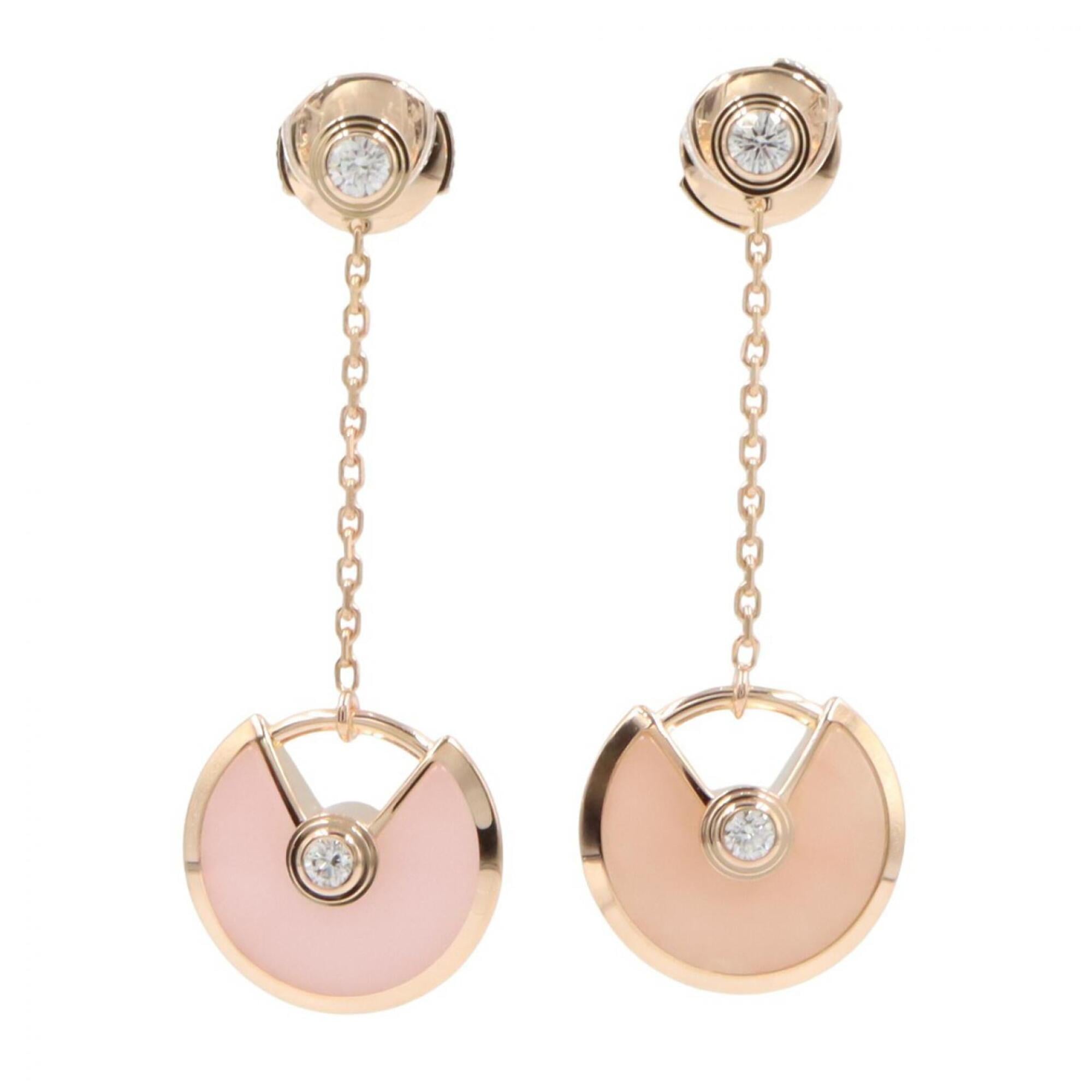 Cartier Amulet Diamond Opal Earrings, 18K Pink Gold (PG), Diamond, Opal, Women\'s, Tone, Clear B8301