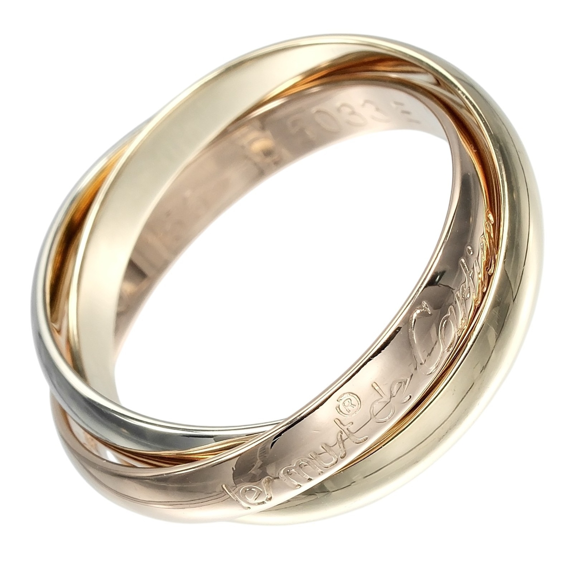 Cartier Trinity Ring, Size 15, 3.4mm Band, 18K Gold (YG, PG, WG), Approx. 7.83g