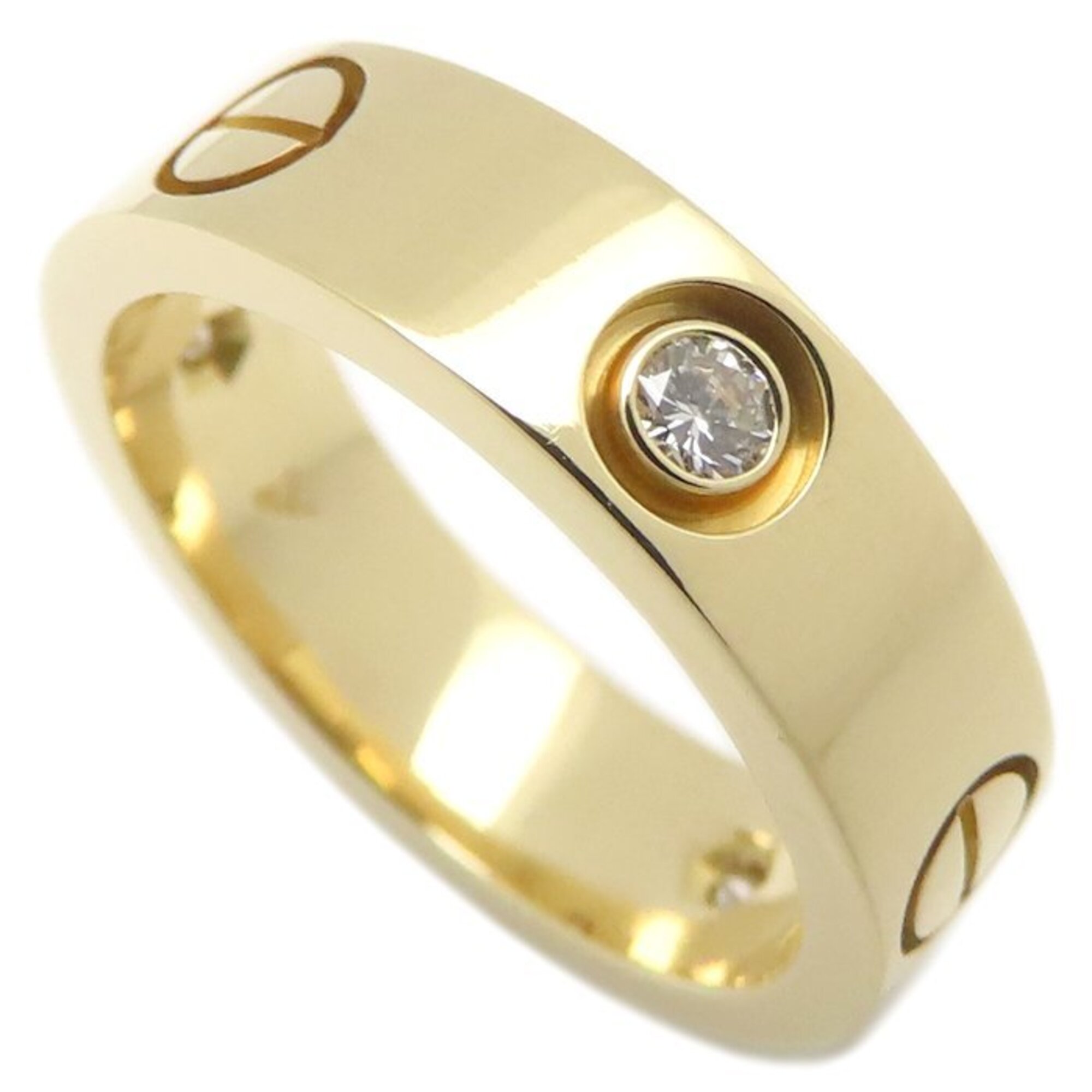 CARTIER Love Ring, Half Diamond 3P, Size #54, 18K Yellow Gold, Women\'s, 295894
