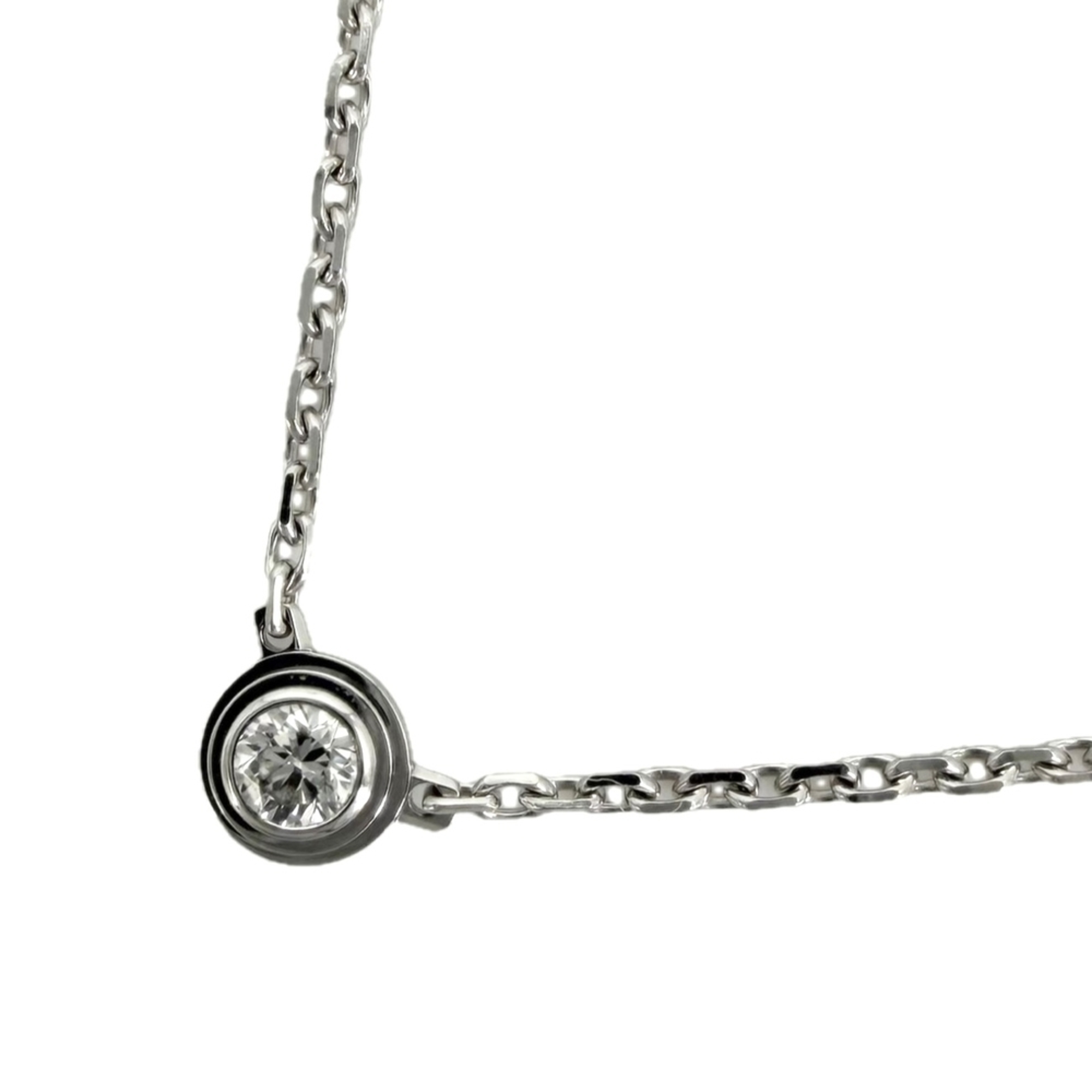 Cartier Damour XS Necklace for Women, Single Diamond, Adjustable, Au750 18K White Gold, Approx. 2.2g