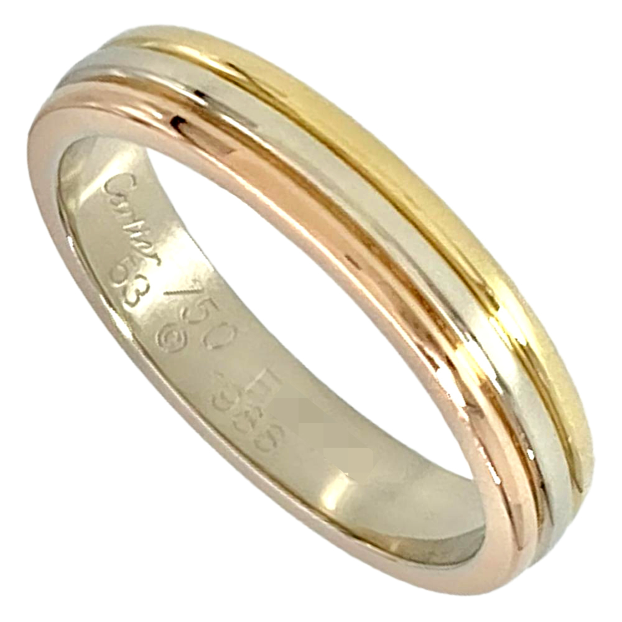 Cartier Louis Vend™me Ring, Size #53, 18K Yellow Gold (4.6g), White (18K Gold), Pink Three-Color Des