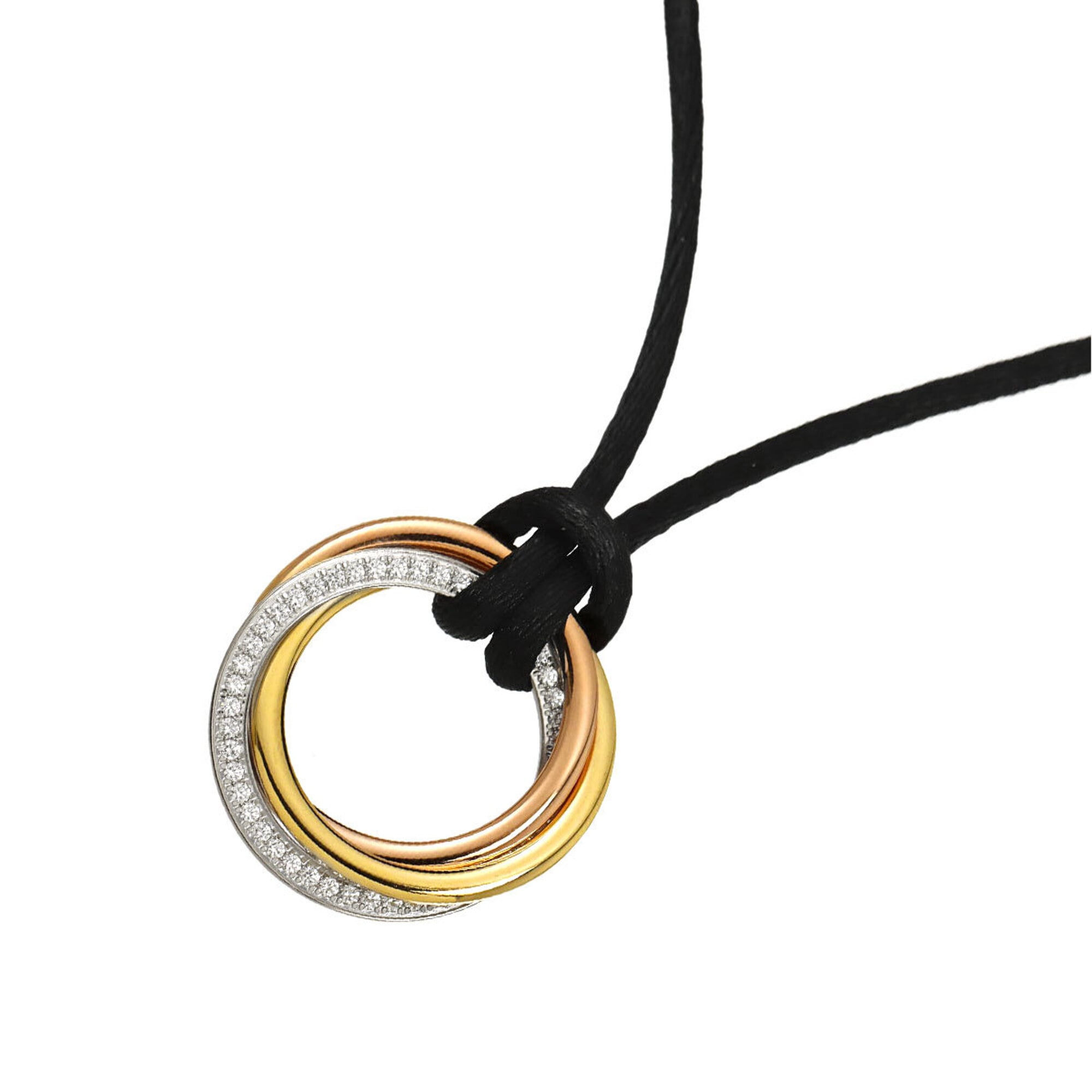 Cartier Trinity Diamond Necklace, 58cm, 18K Yellow Gold, White Pink Gold 750 (Three Necklace)