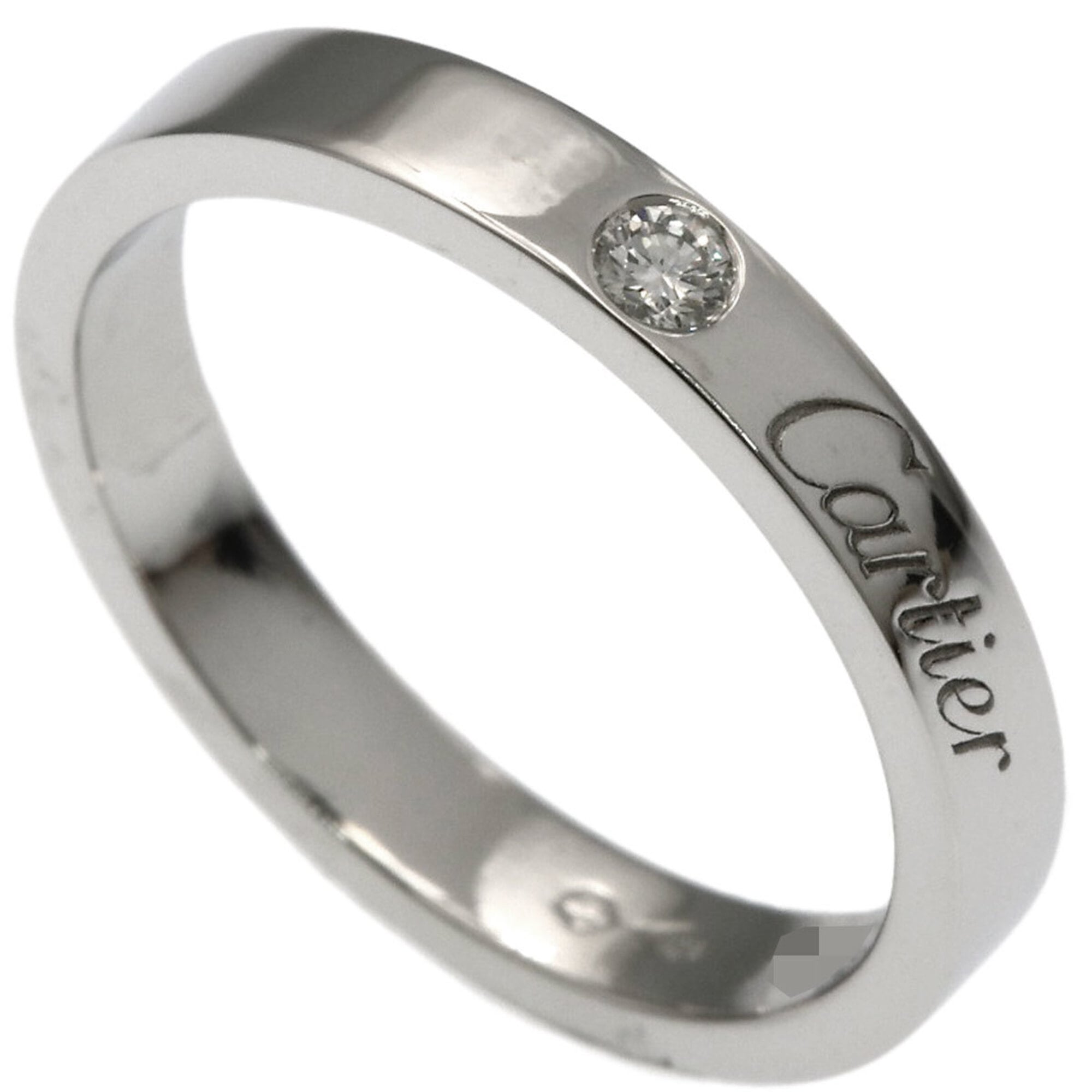 Cartier C de 1P Diamond Ring #49 Platinum PT950 Women\'s CARTIER