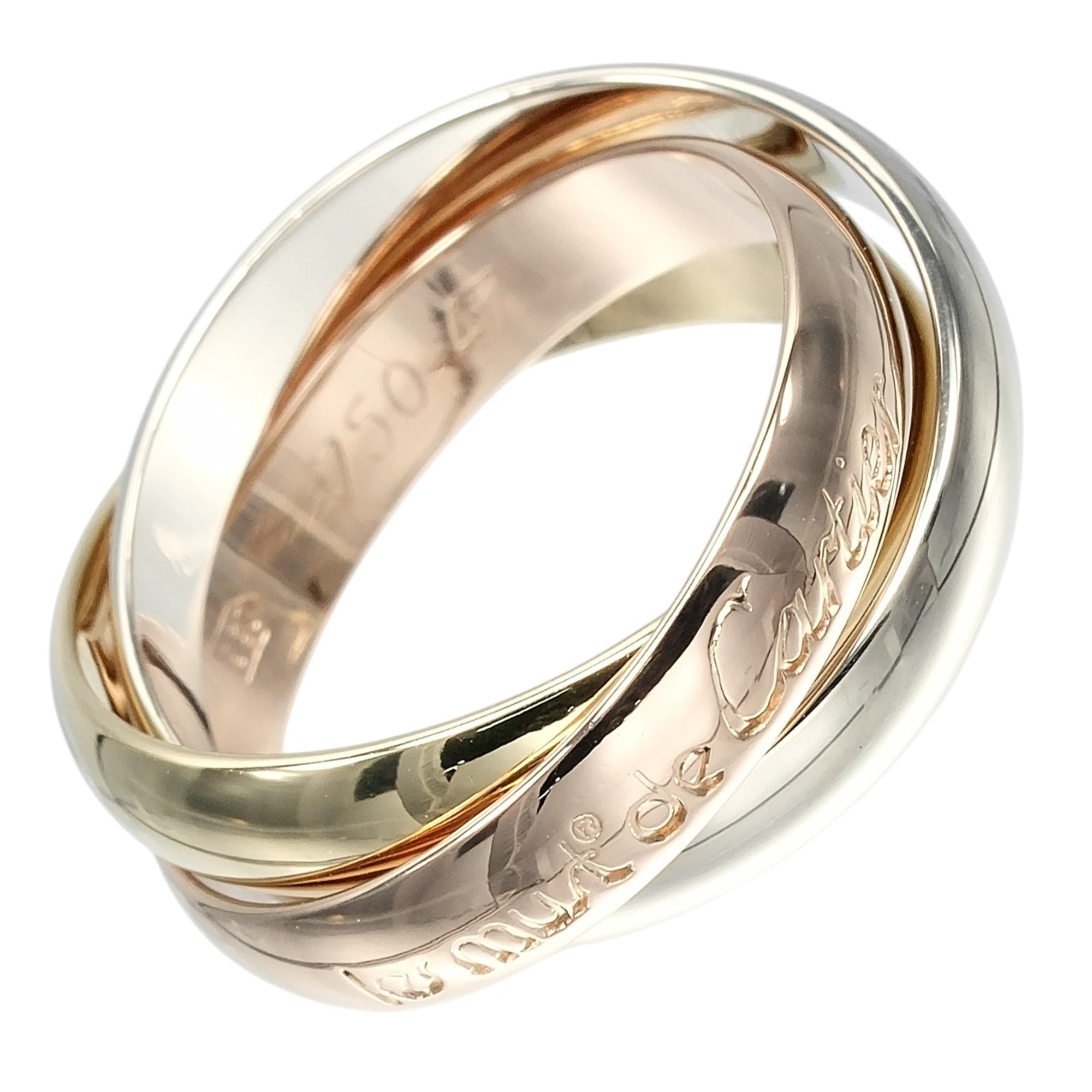 Cartier Trinity Ring, Size 7, 3.4mm Band, 18K Gold (YG, PG, WG), Approx. 6.1g