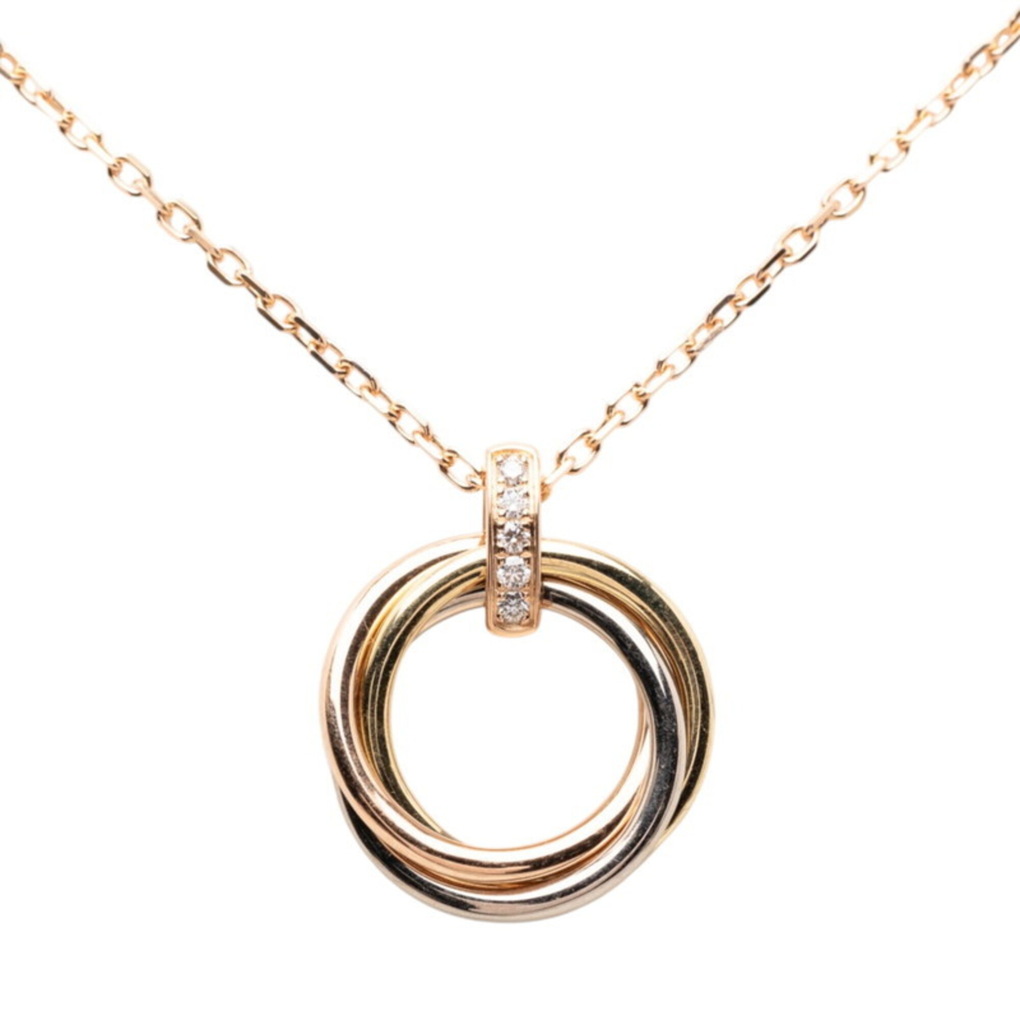Cartier Trinity 5-Diamond Pendant Necklace in Gold, Silver, 18K Pink Yellow and White Gold. Women\'s