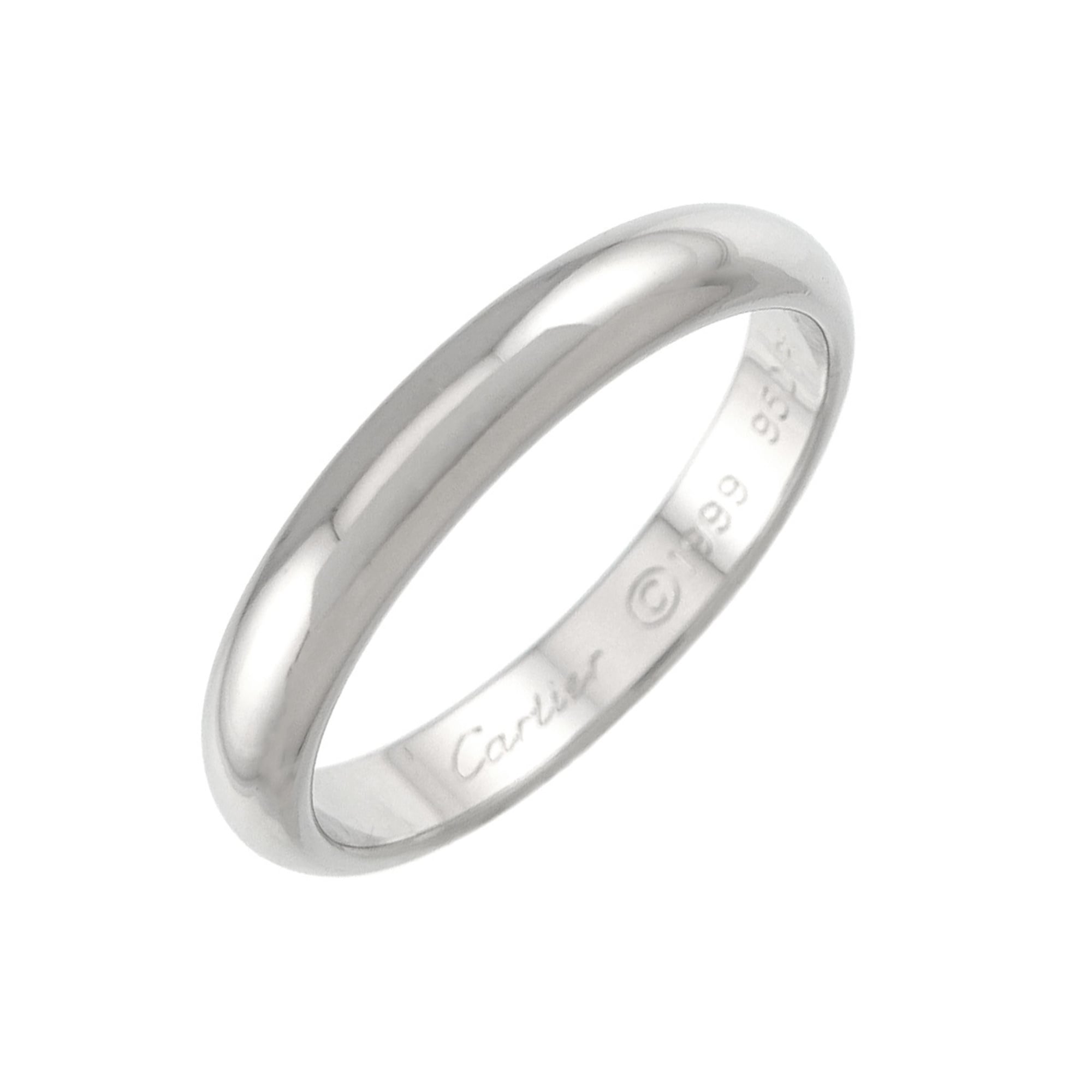 Cartier 1895 Classic Band Ring #58, 3.3mm wide, Platinum.