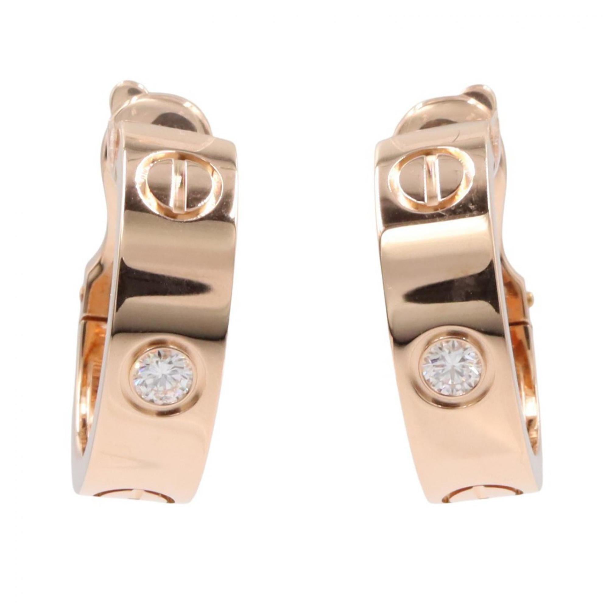 Cartier Love Hoop Diamond Earrings in 18K Pink Gold (Pink Gold) for Women. Available and Clear.