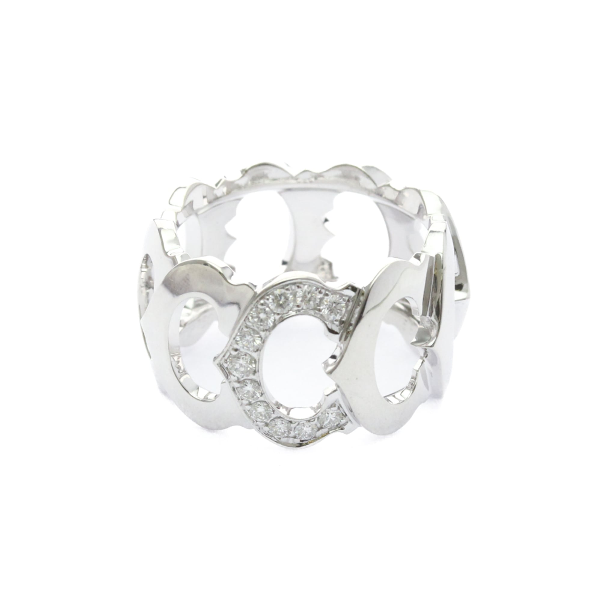 Cartier C Doing Diamond White Gold (18K) Fashion Diamond Band Ring Silver