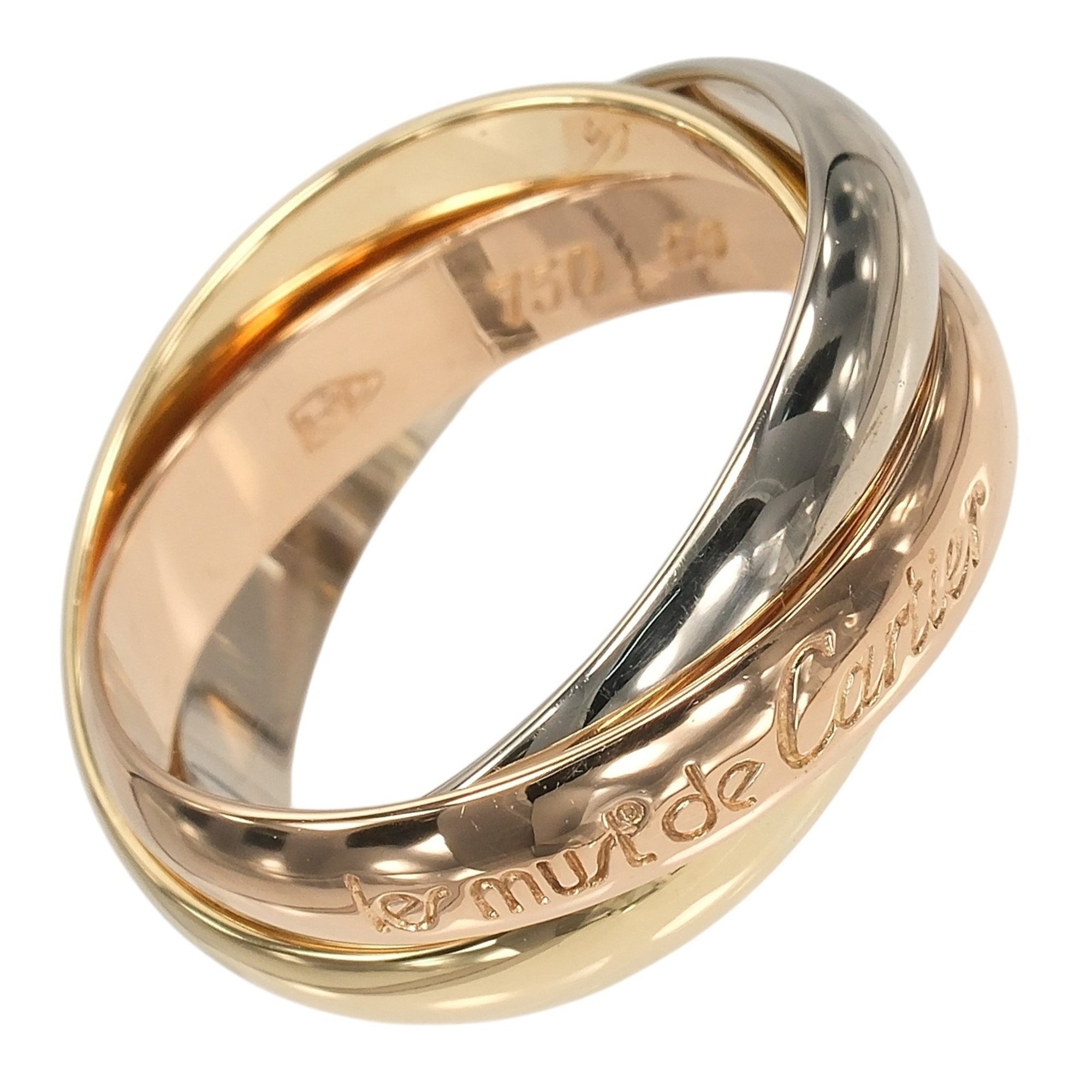 Cartier Trinity Ring, Size 10, 3.5mm Band, 18K Gold (YG, PG, WG), Approx. 7.13g