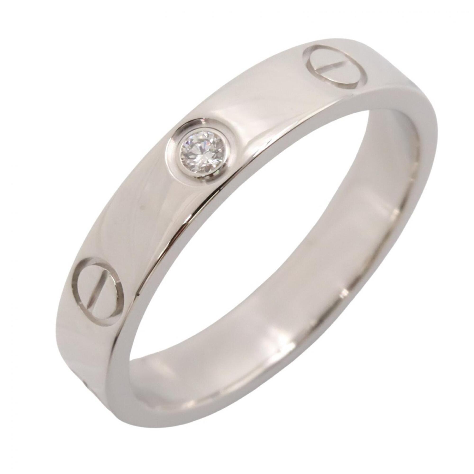 Cartier Mini Love Ring 1PD Ring, Jewelry, 18KWG (White Gold), Diamond, Women\'s, Silver/Clear Tone,