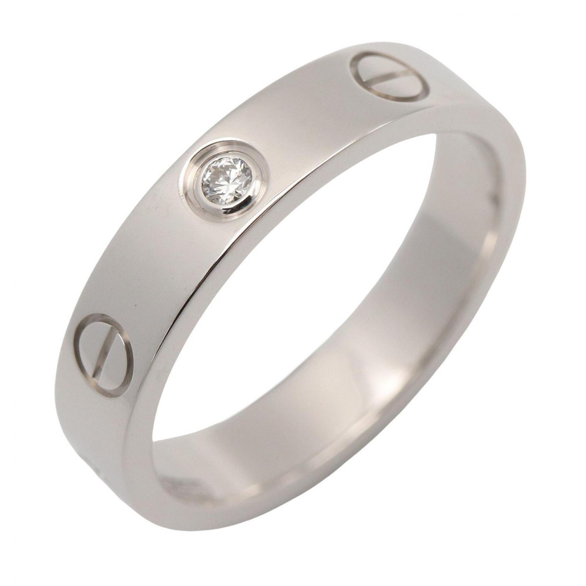 Cartier Mini Love Ring, 1PD (18K White Gold), Diamond, Women\'s, Clear/Silver Tone, B4050500