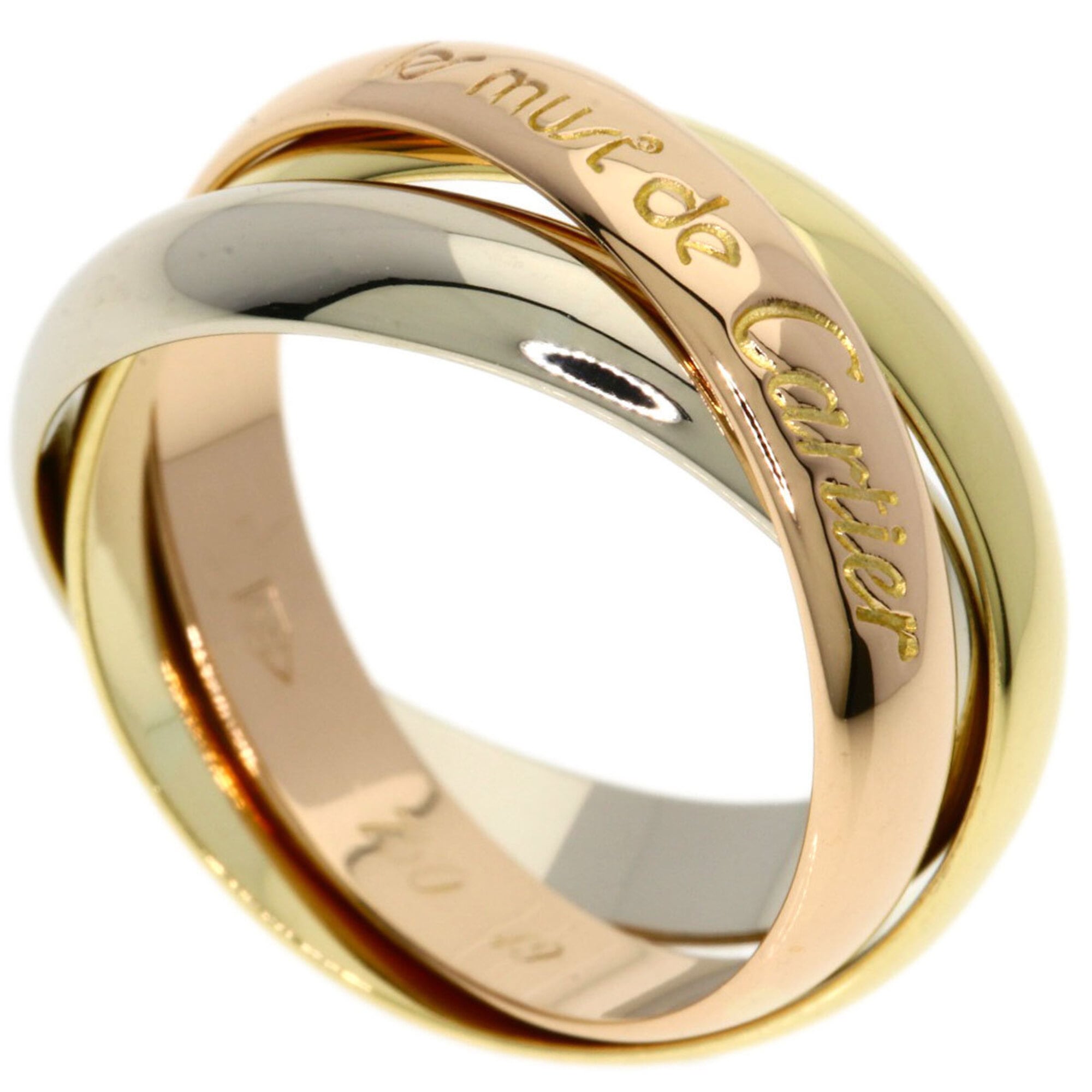 Cartier 3-color #49 ring in 18K yellow gold/18K rose white gold for women.