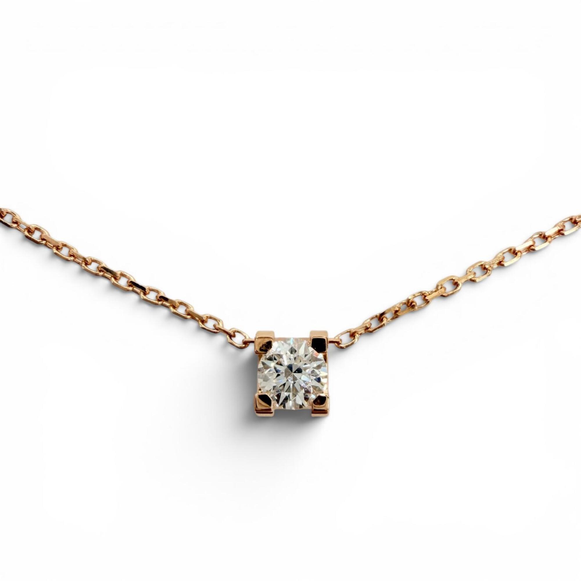 Cartier NFM056 C de AU750 (PG) Necklace with 1 Diamond (GIA No. 6375650428, Grading 0.20ct F VVS1 3E