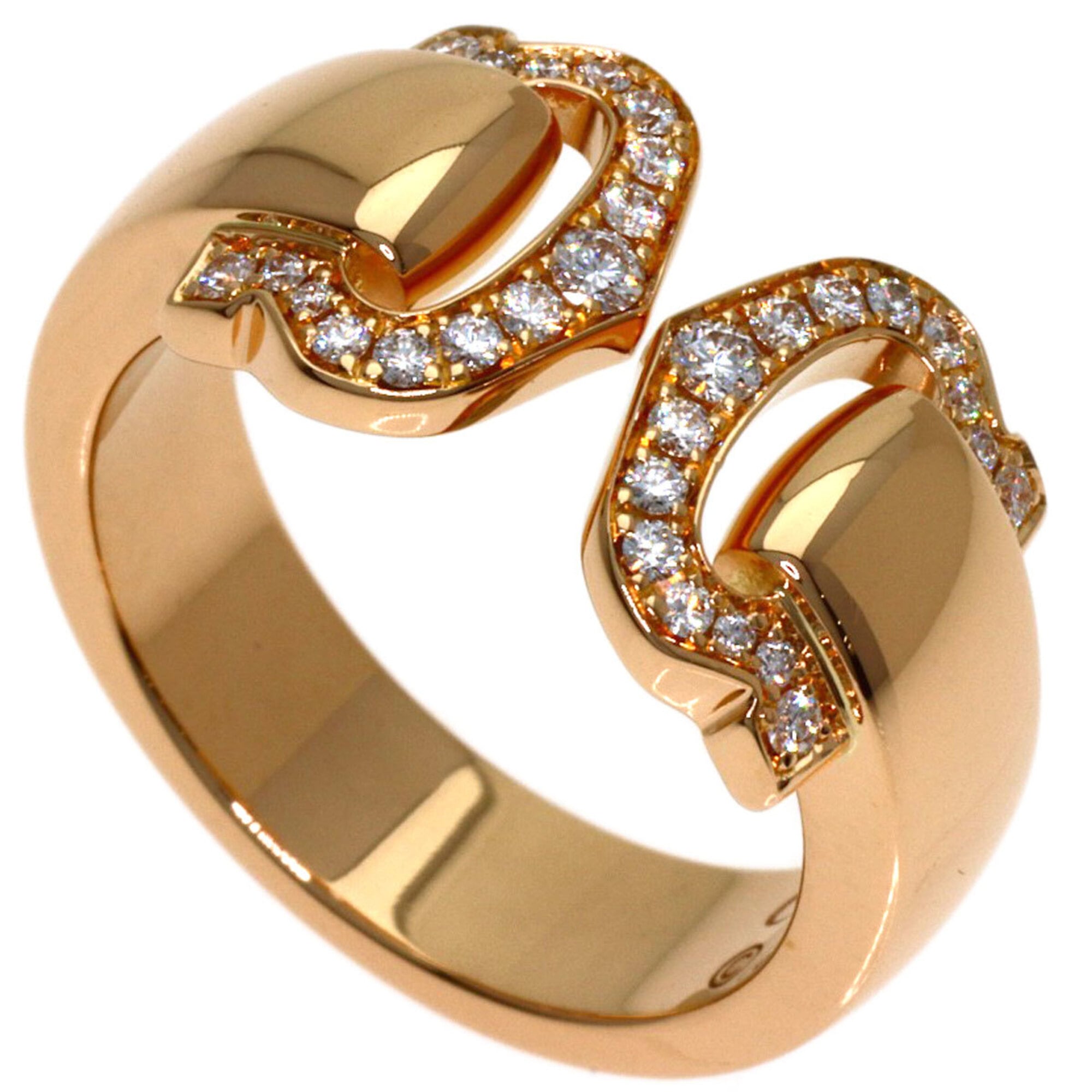 Cartier 2C Boucleuse Diamond Ring #48 18K Pink Gold Women\'s CARTIER