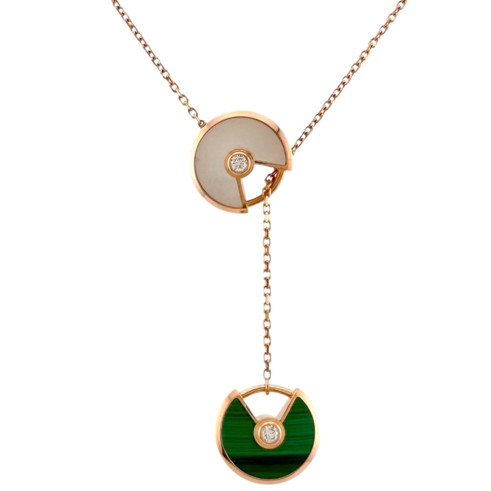 Cartier Amulet Necklace, 18K Pink Gold, Mother-of-Pearl, Malachite, Women\'s, CARTIER