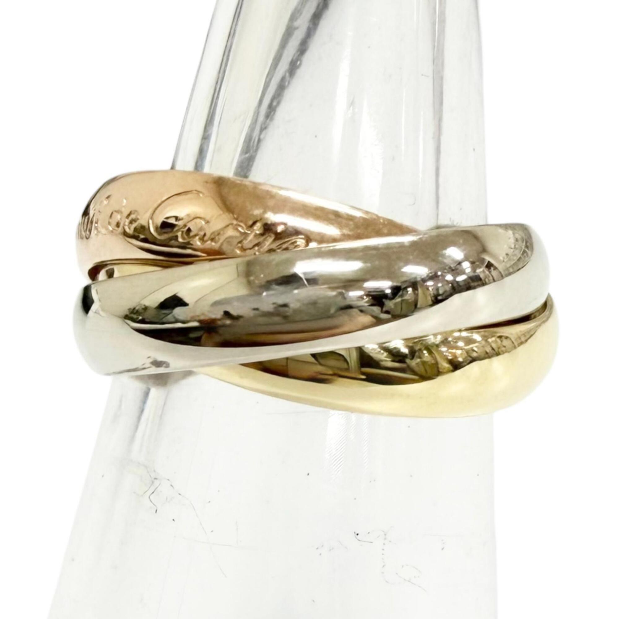 Cartier Trinity Classic 750 (YG PG WG) Ring, White Gold, Pink Yellow Size 47, Weight 6.4g, Women\'s.