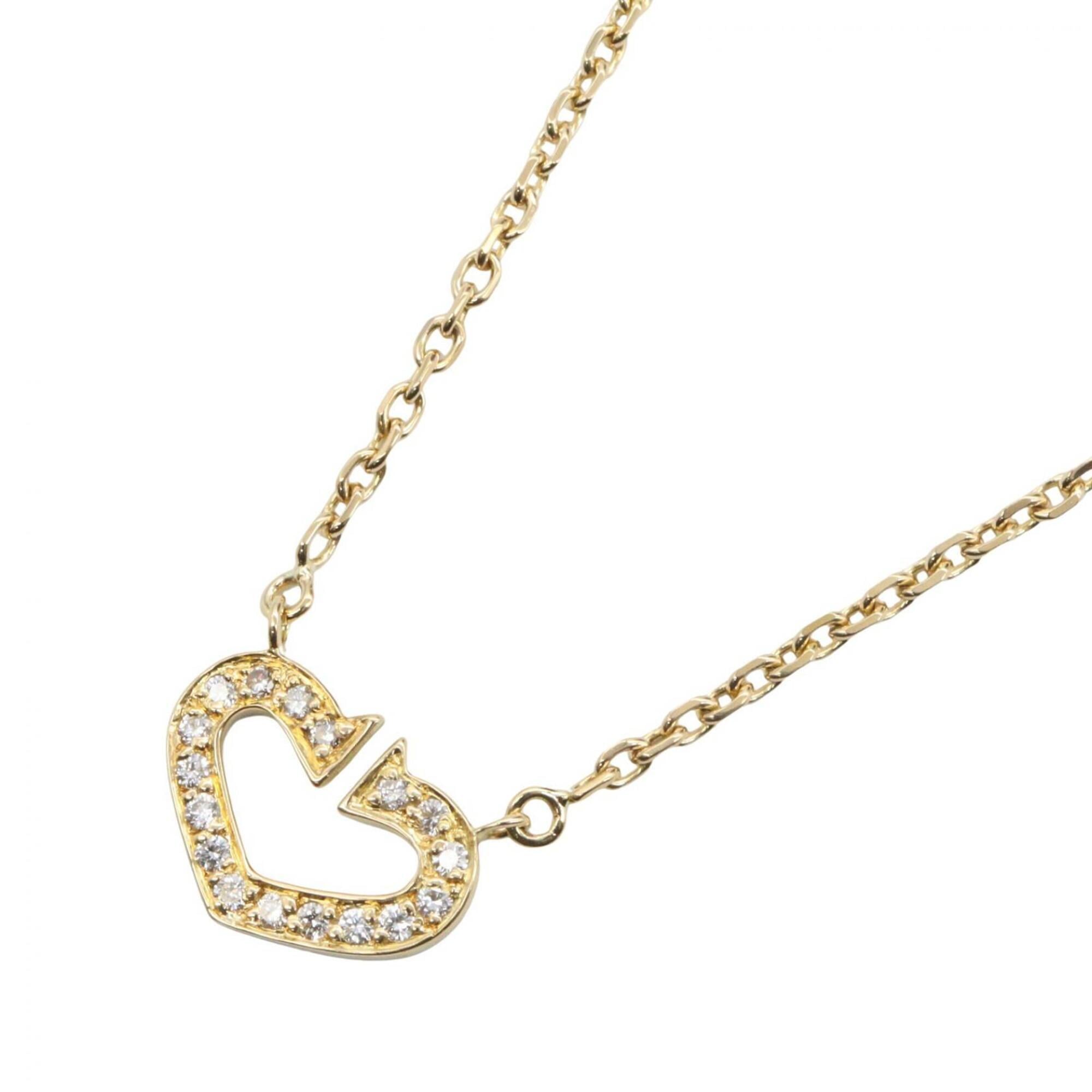 Cartier C Heart Diamond Necklace, 18K (Yellow Gold) Women\'s, Gold Tone, Clear Tone