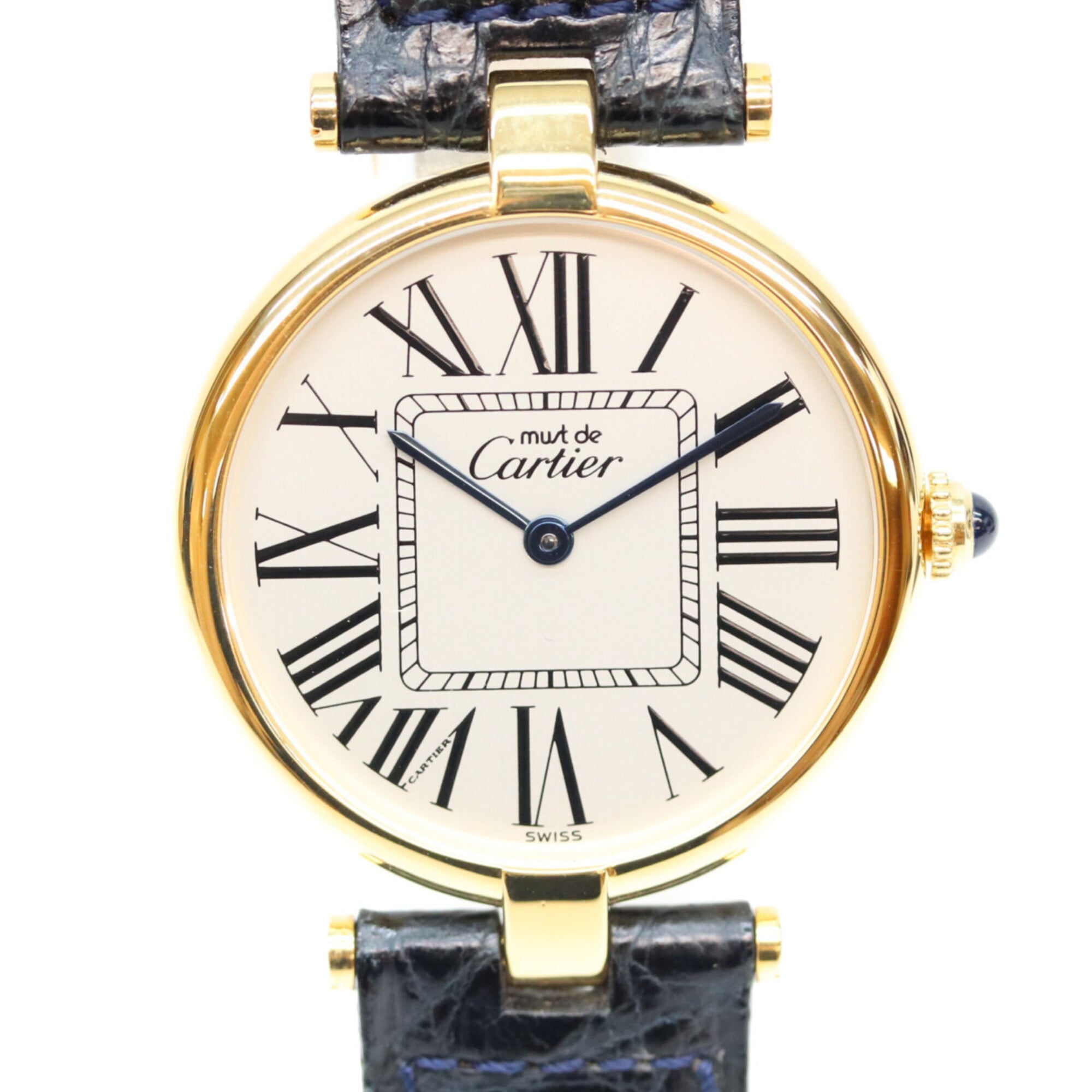 Cartier 925 W1005454 Must Vendome LM Opa Script:; Run Silver Dial Quartz Watch Gold Ladies
