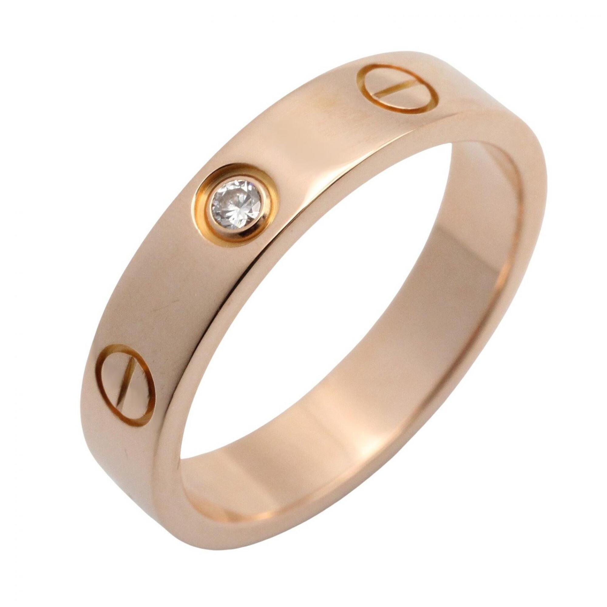 Cartier Mini Love Ring 1PD Ring, Jewelry, 18KPG (Pink Gold), Diamond, Women\'s, Clear/Gold Tone, B40