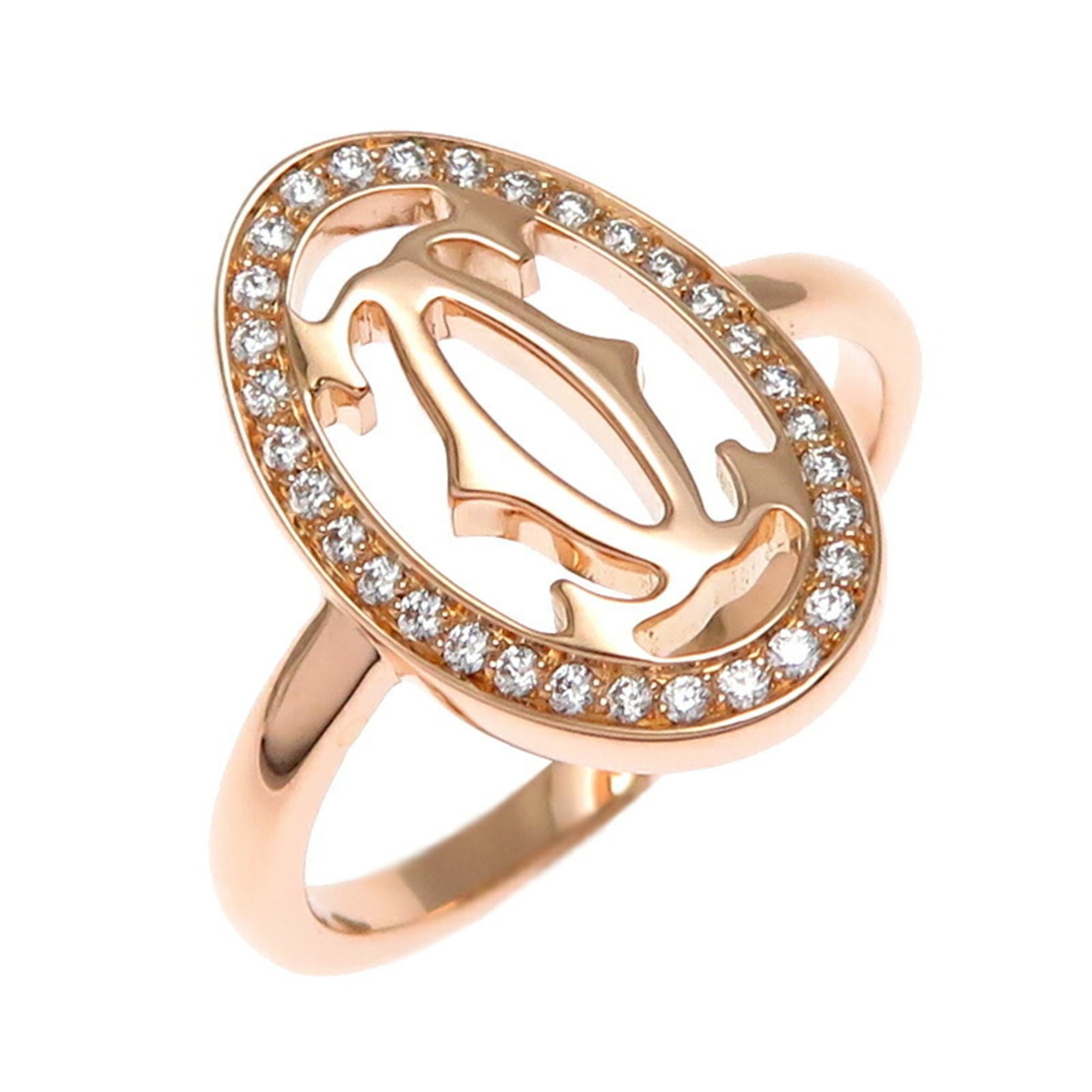 Cartier #50 Double C Women\'s Ring B4093250 750 Pink Gold Size 10