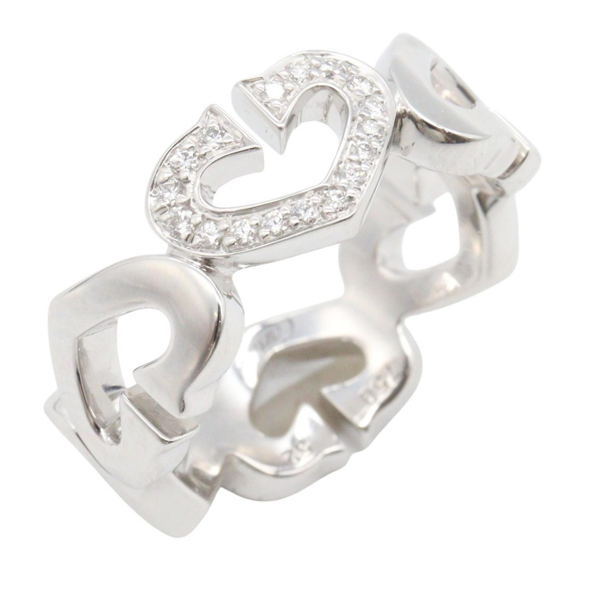 Cartier C Heart Diamond Ring, 18K White Gold (18KWG), Silver/Clear Tone, Women\'s Jewelry, B4041552