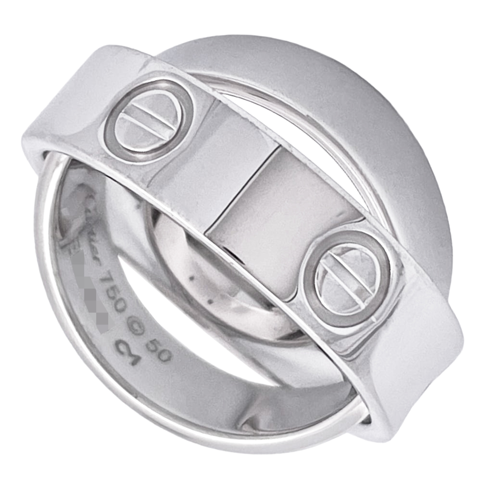 Cartier Secret Love Ring, Size #50, 18K White Gold, 10.7g, Women\'s Ring