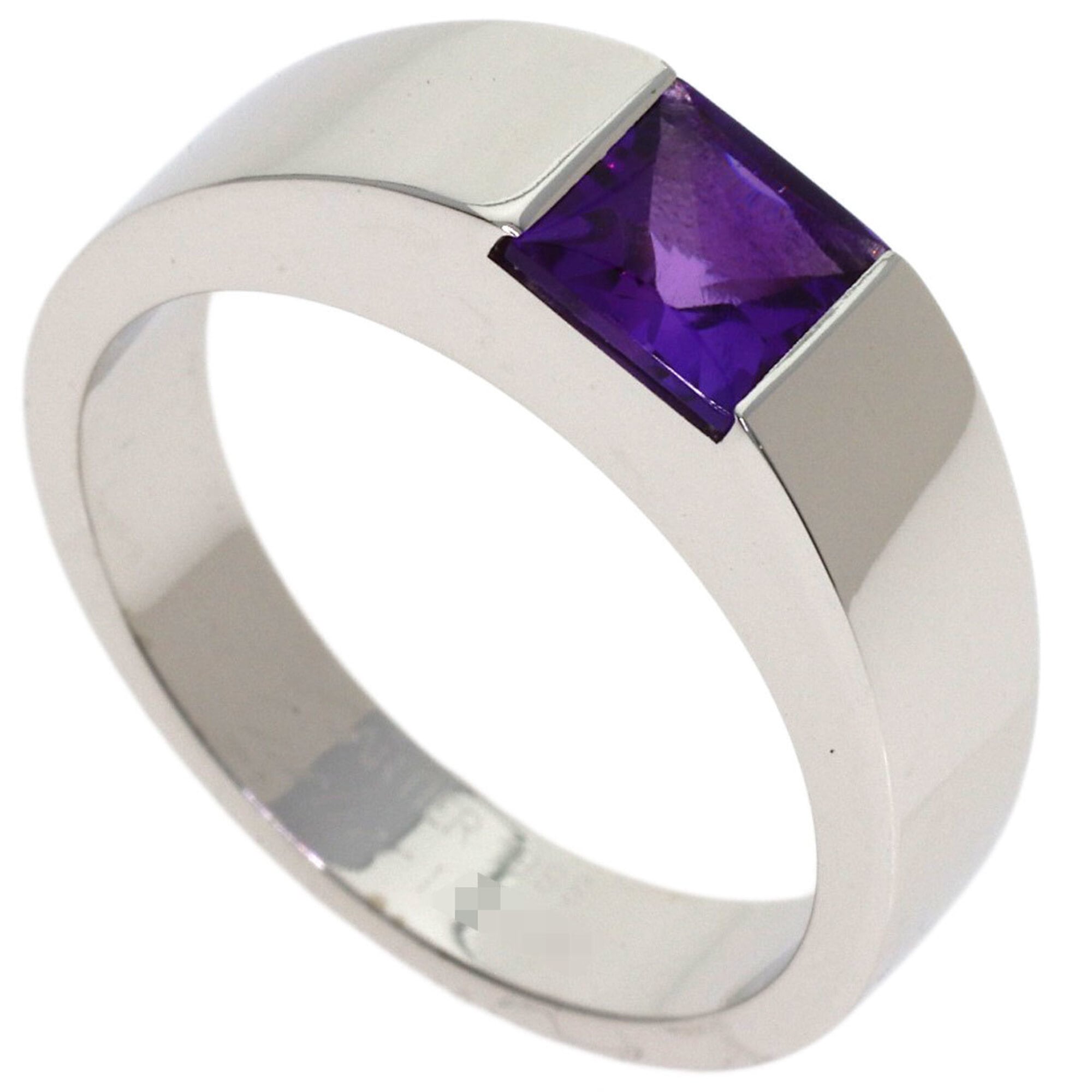 Cartier Tank Ring Amethyst #57 18K White Gold Women\'s CARTIER