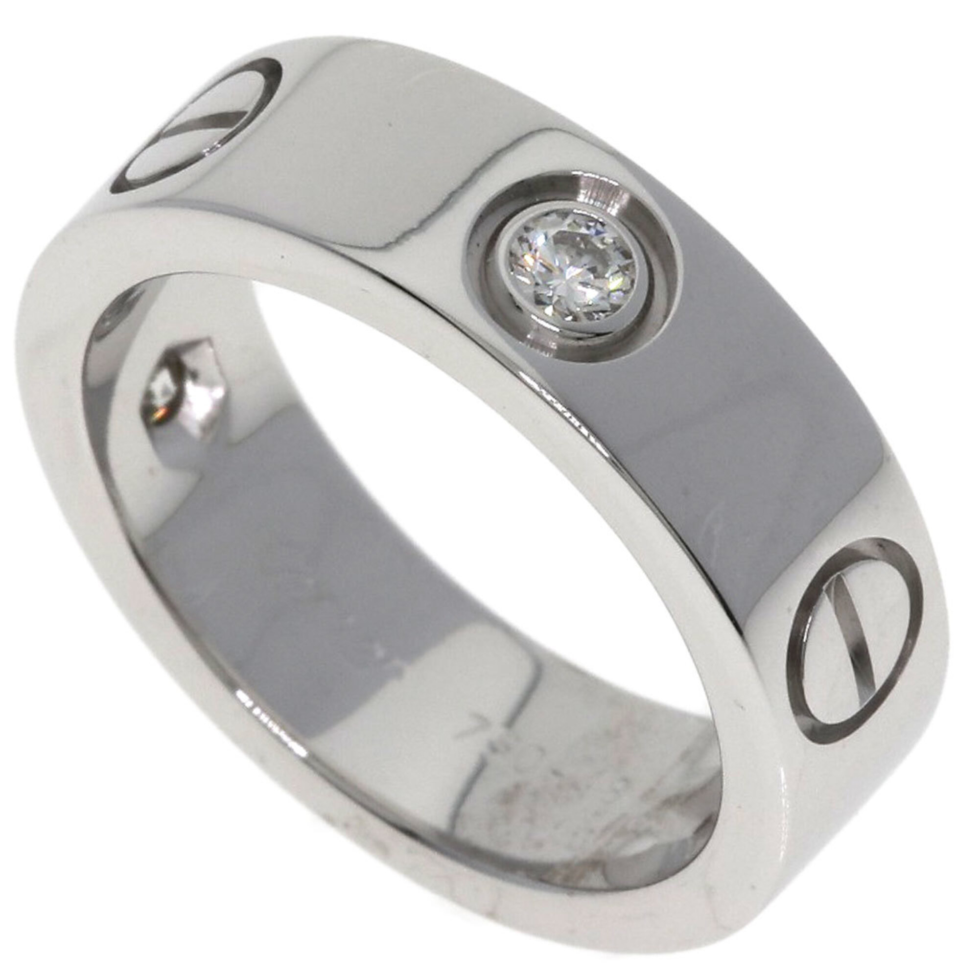 Cartier Love Ring, 3 Diamonds, Size 48, 18K White Gold, Women\'s CARTIER