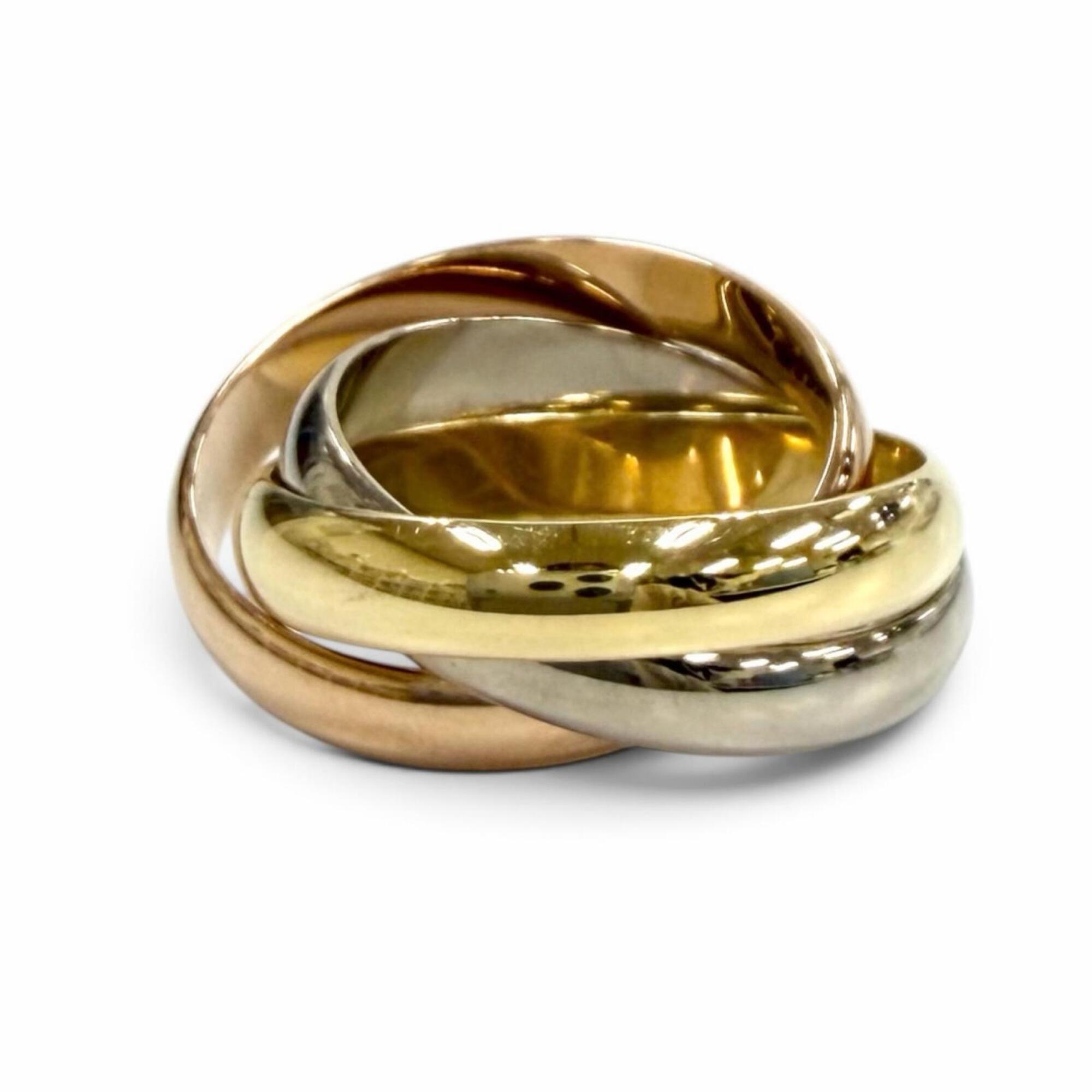 Cartier Trinity Ring Classic Model 750 (YG PG WG) Yellow Gold Pink White Size 53 Weight 10.56g Women