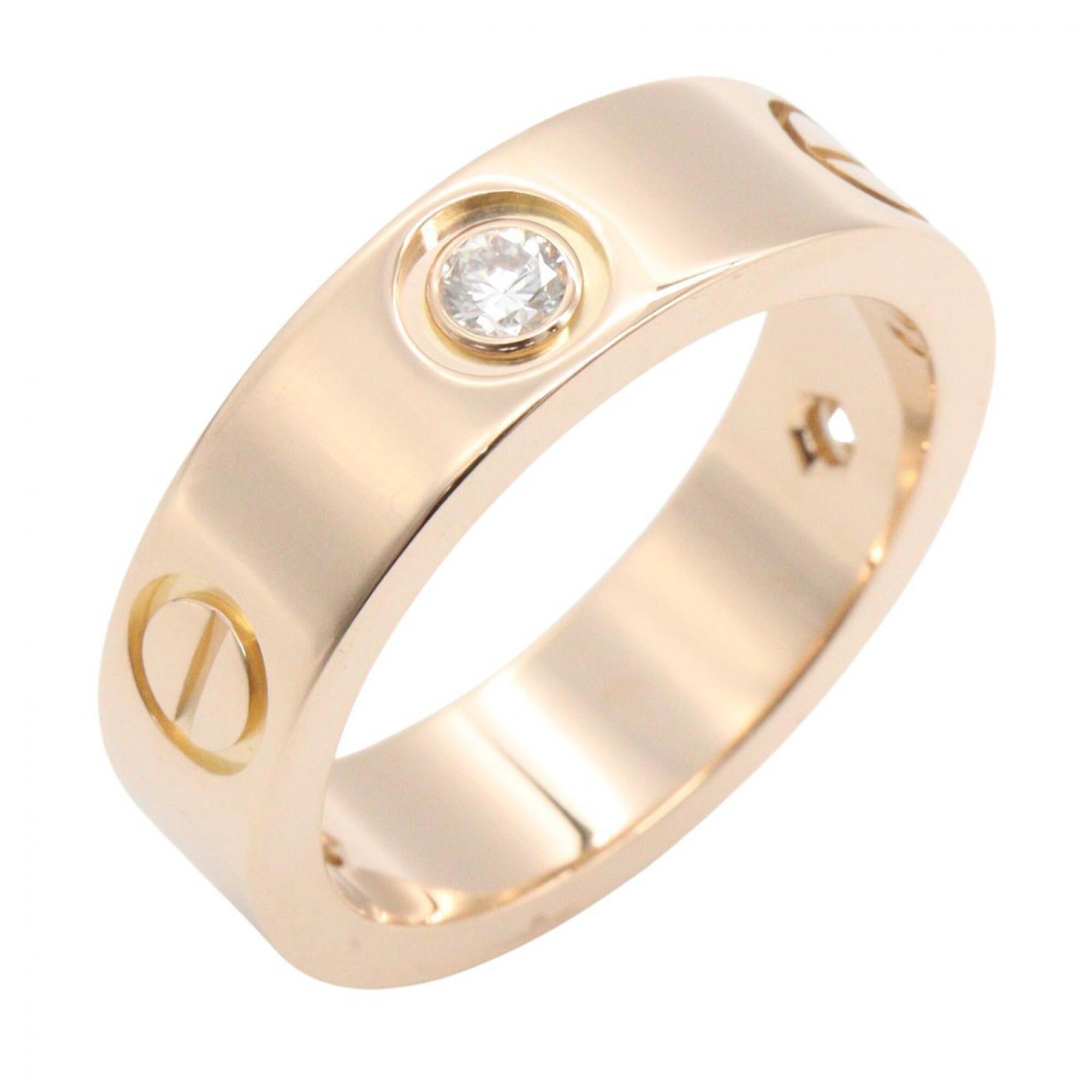 Cartier Love Half-Diamond Ring, 18K Pink Gold (PG), Diamond, Women\'s, Tone, Clear B4032400