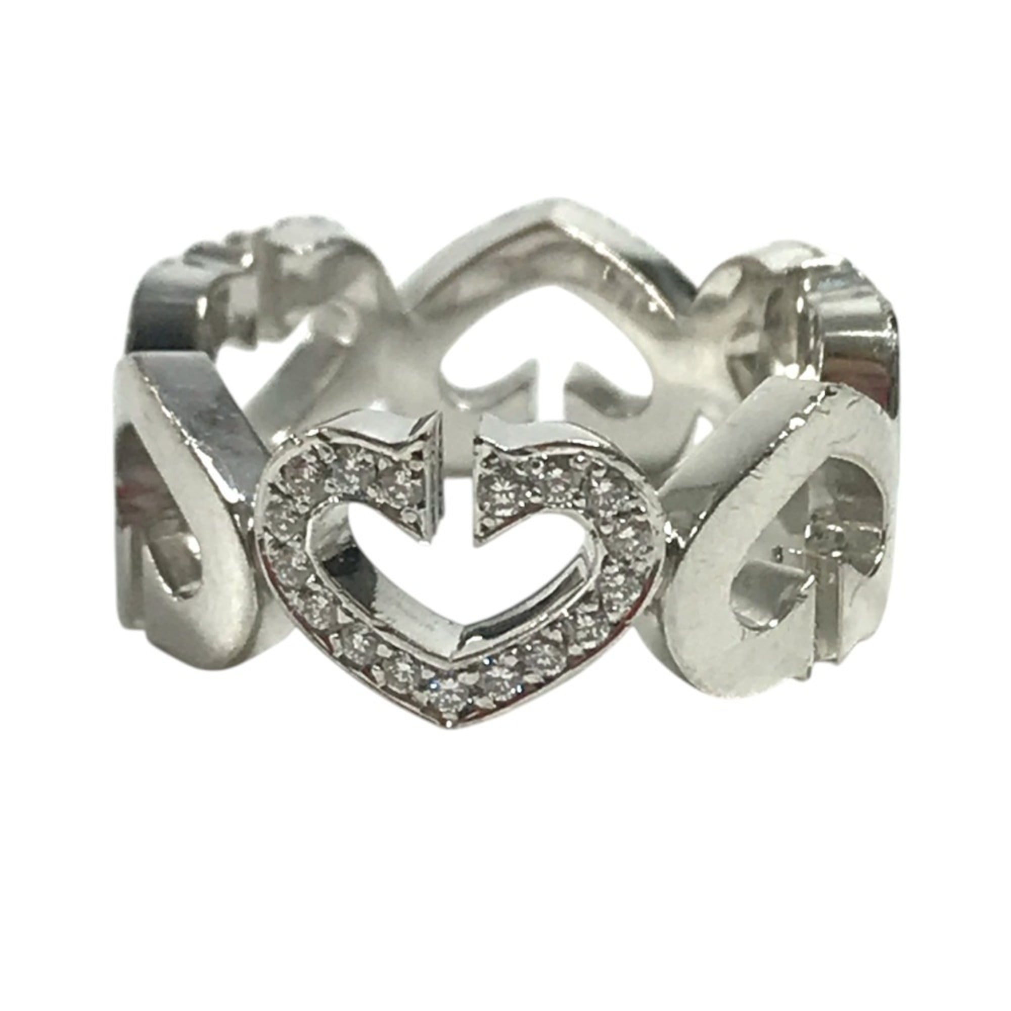 CARTIER Cartier Diamond 18K Gold C Heart Ring, Accessory Jewelry WG750, Women\'s Silver