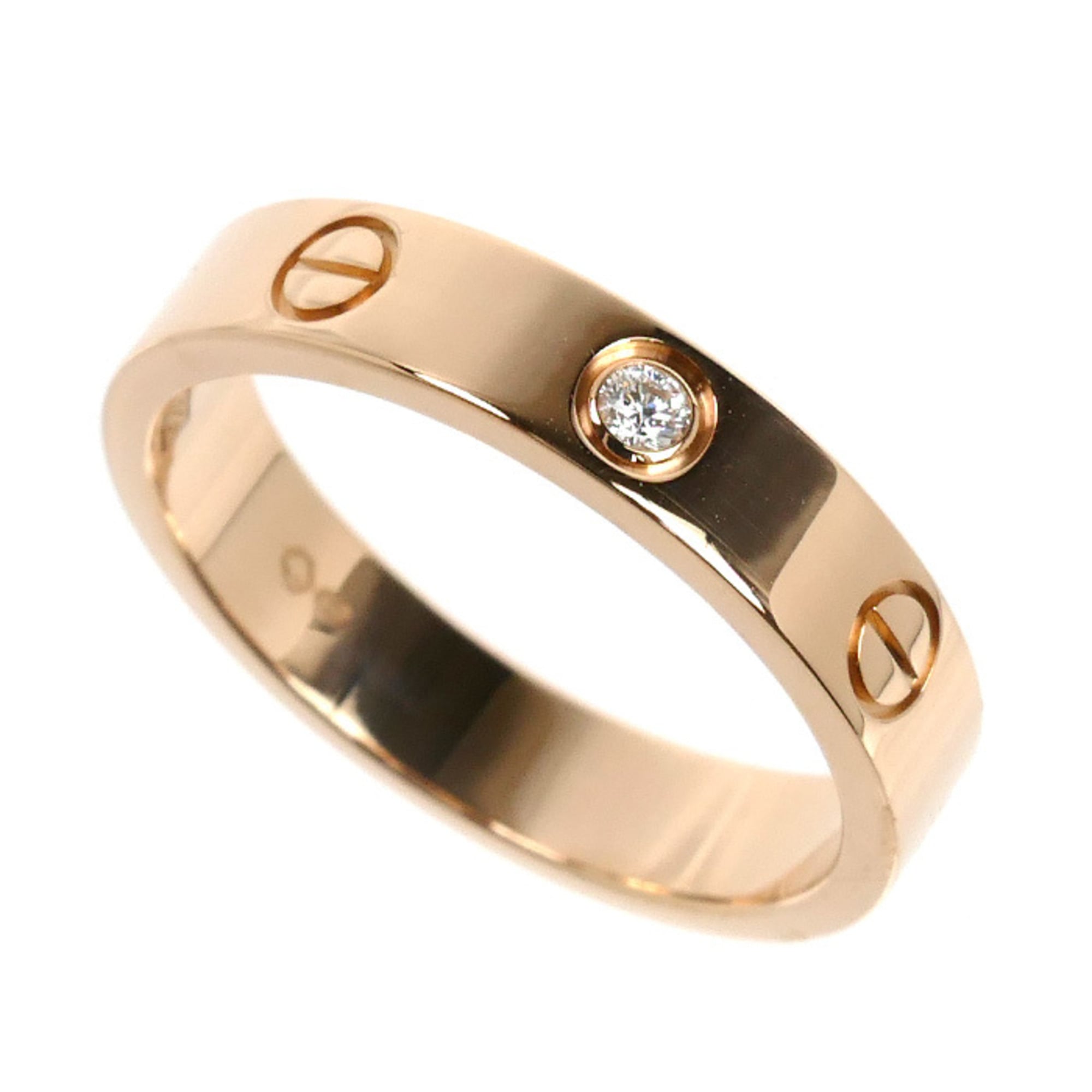 CARTIER Cartier 18KPG Pink Gold Mini Love 1P Diamond Ring B4050753 53 4.5g Women\'s