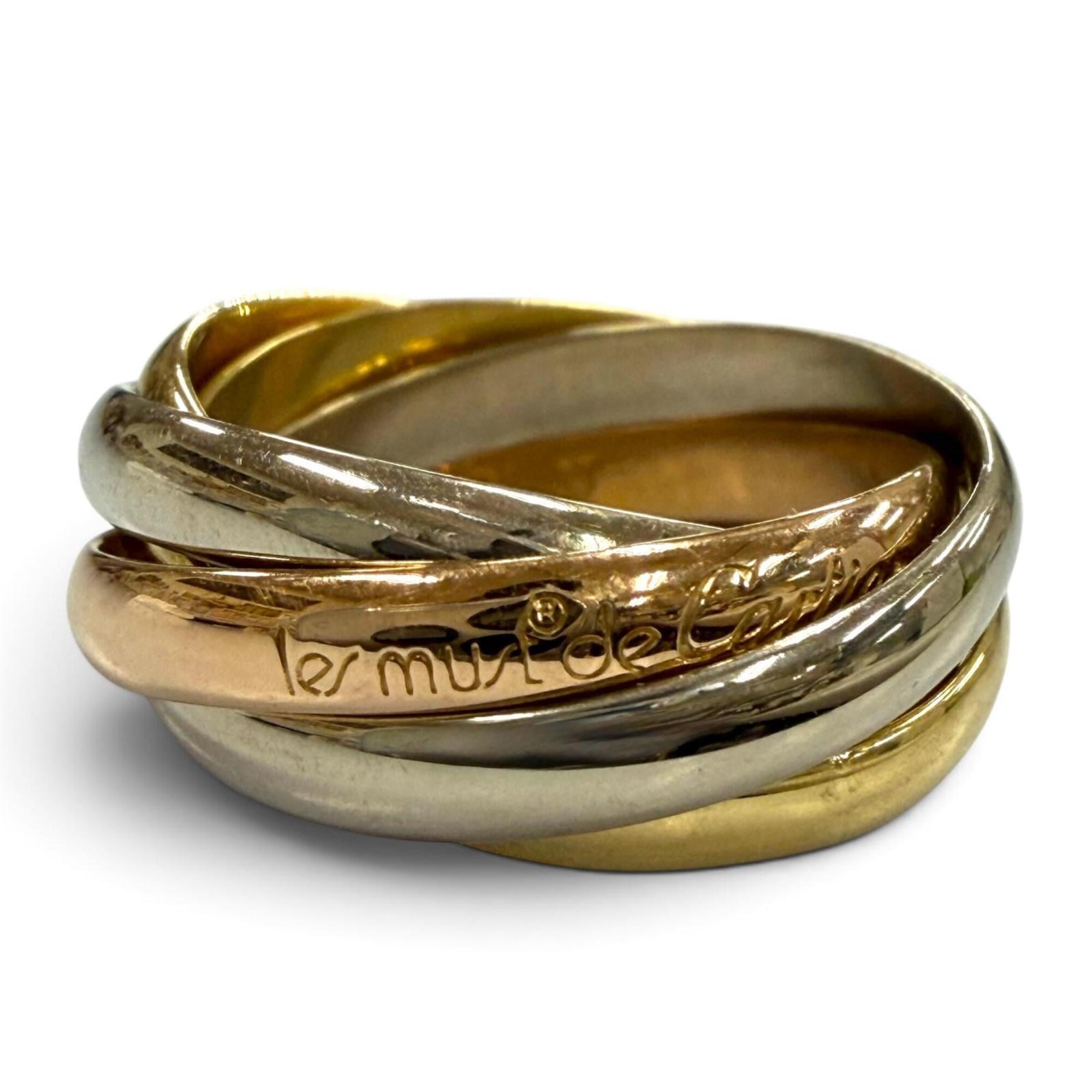 Cartier A5976J Trinity 5-Row Ring in 750 (Yellow Gold x Pink White Gold) - Size 53, Weight 8.23g Wom