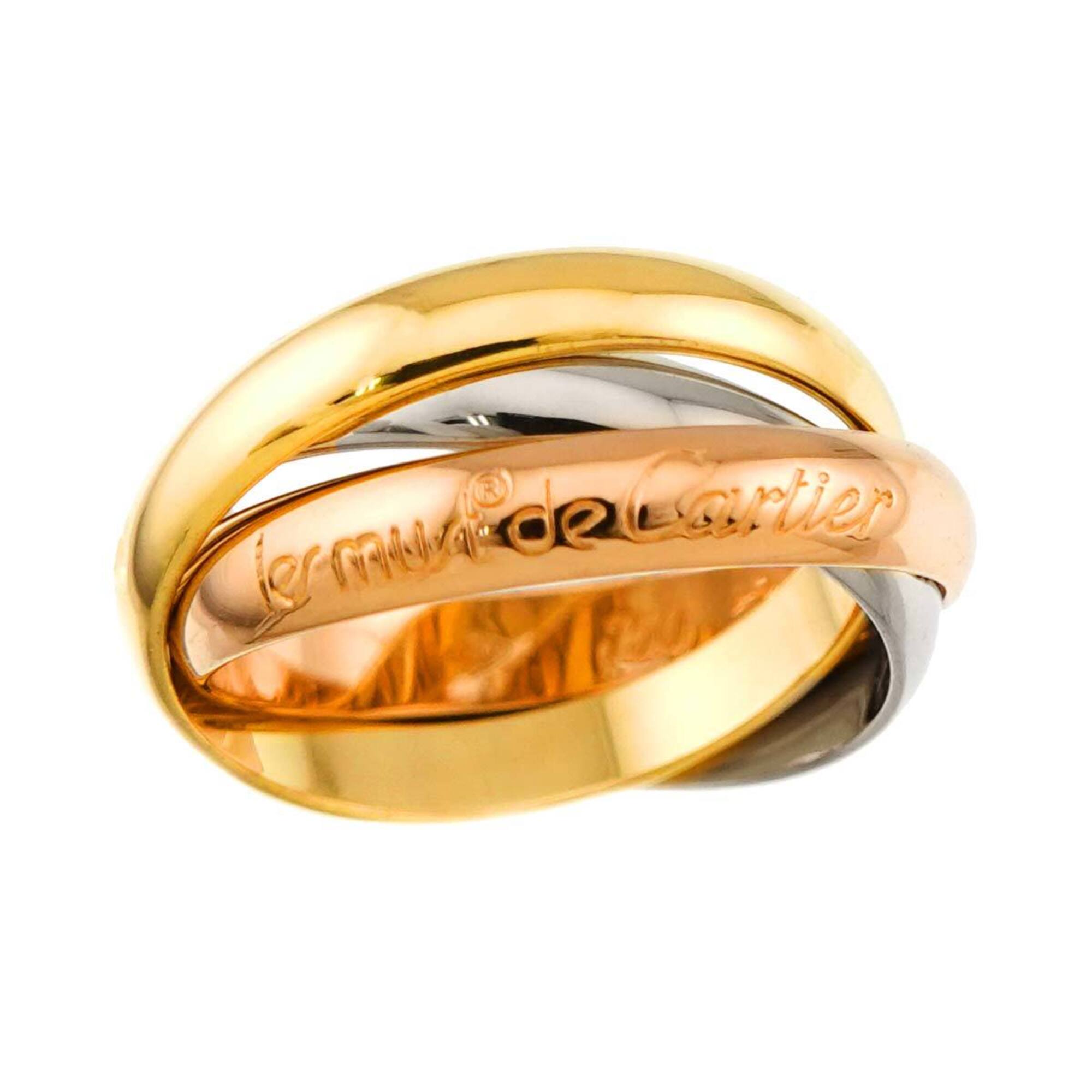 Cartier Trinity Ring #53 MM 18K YG WG PG Triple Band Three Gold Color 750