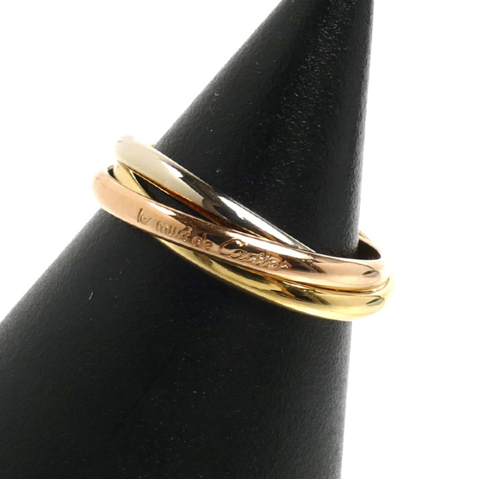 CARTIER Cartier 18K Yellow Gold Pink White Les Must de Trinity XS Ring, Size 53, 3.7g, Women\'s