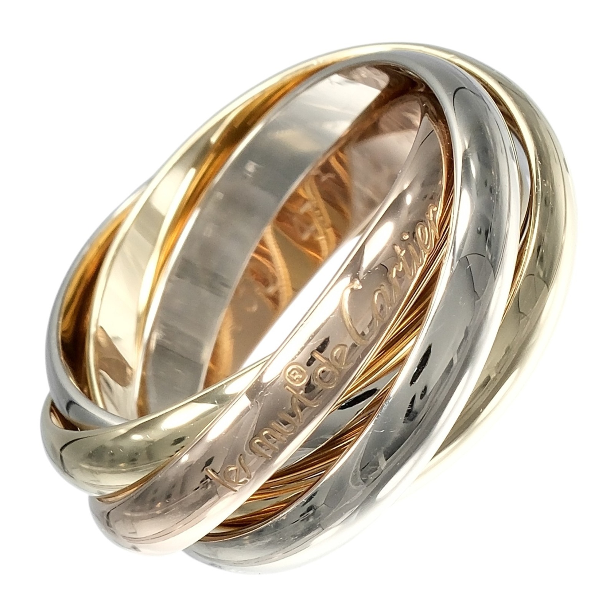 Cartier Trinity 5-Ring Ring, Size 7, 18K Gold (YG, PG, WG), Approx. 8g