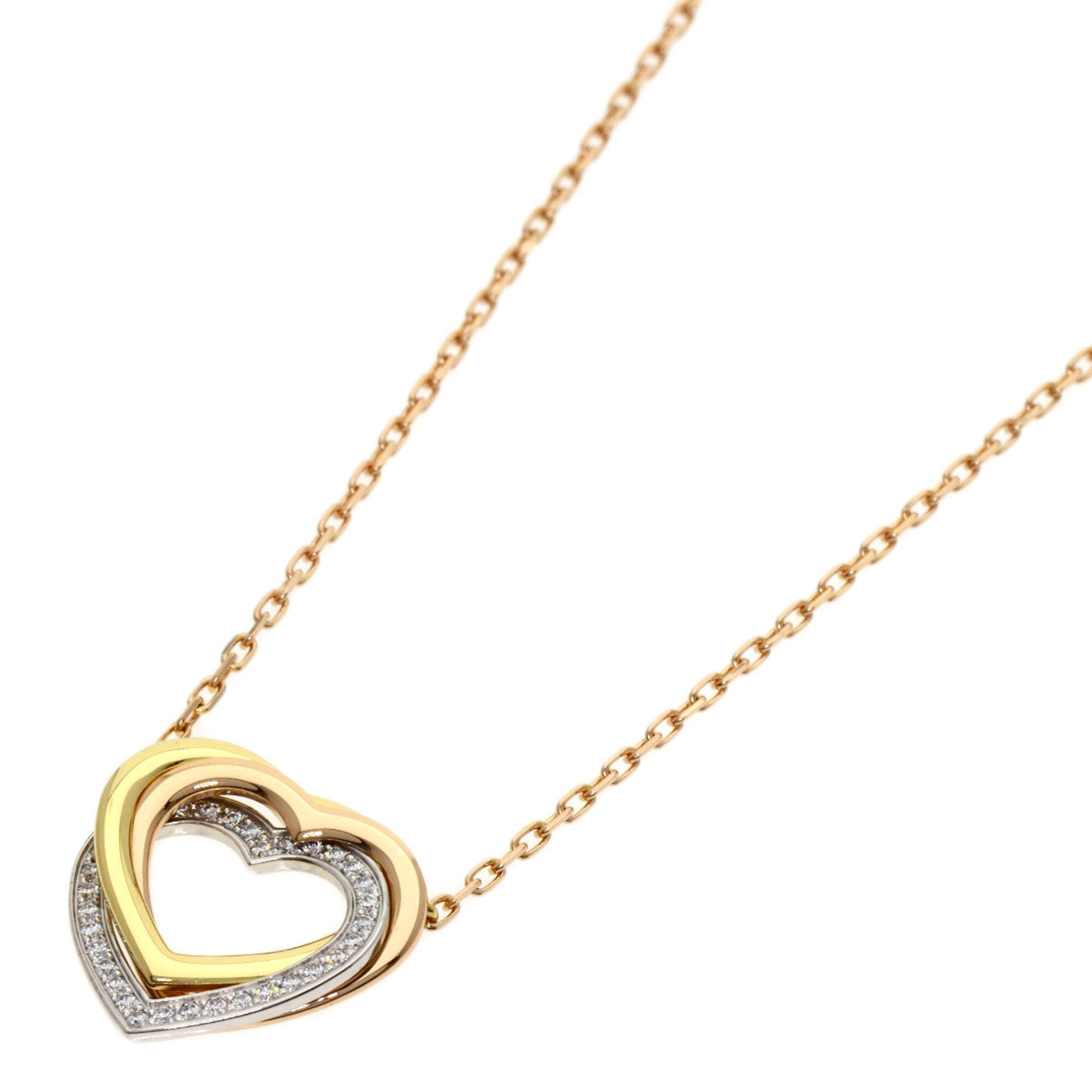 Cartier Trinity Heart Diamond Necklace 18K Yellow Gold/18K White Pink Gold Women\'s CARTIER
