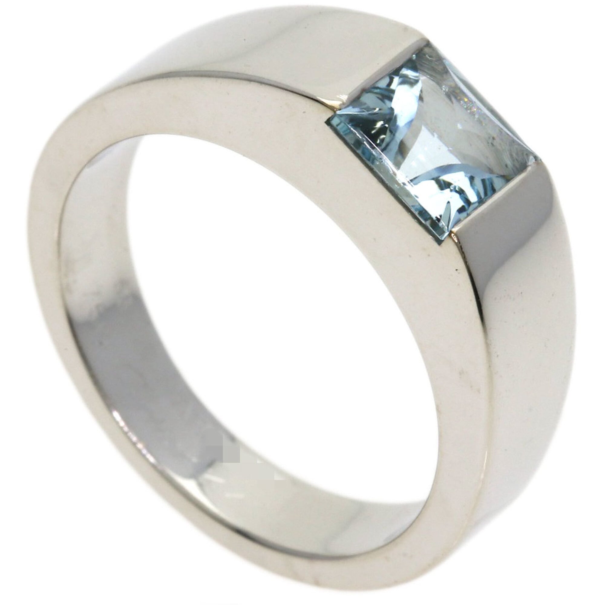 Cartier Tank Aquamarine Ring #53, 18K White Gold, Women\'s.