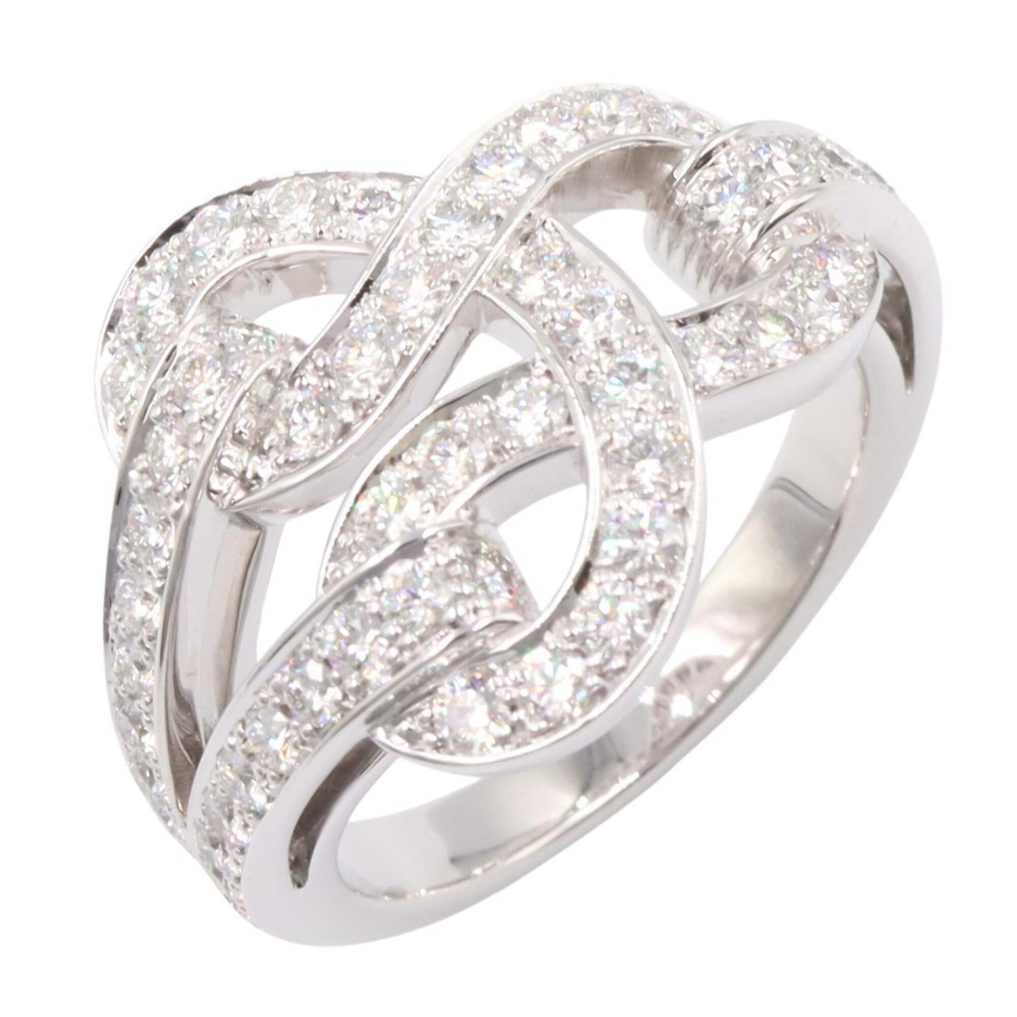 Cartier Agrafe Diamond Ring, 18K White Gold (18KWG), Silver/Clear Tone, Women\'s N4208853