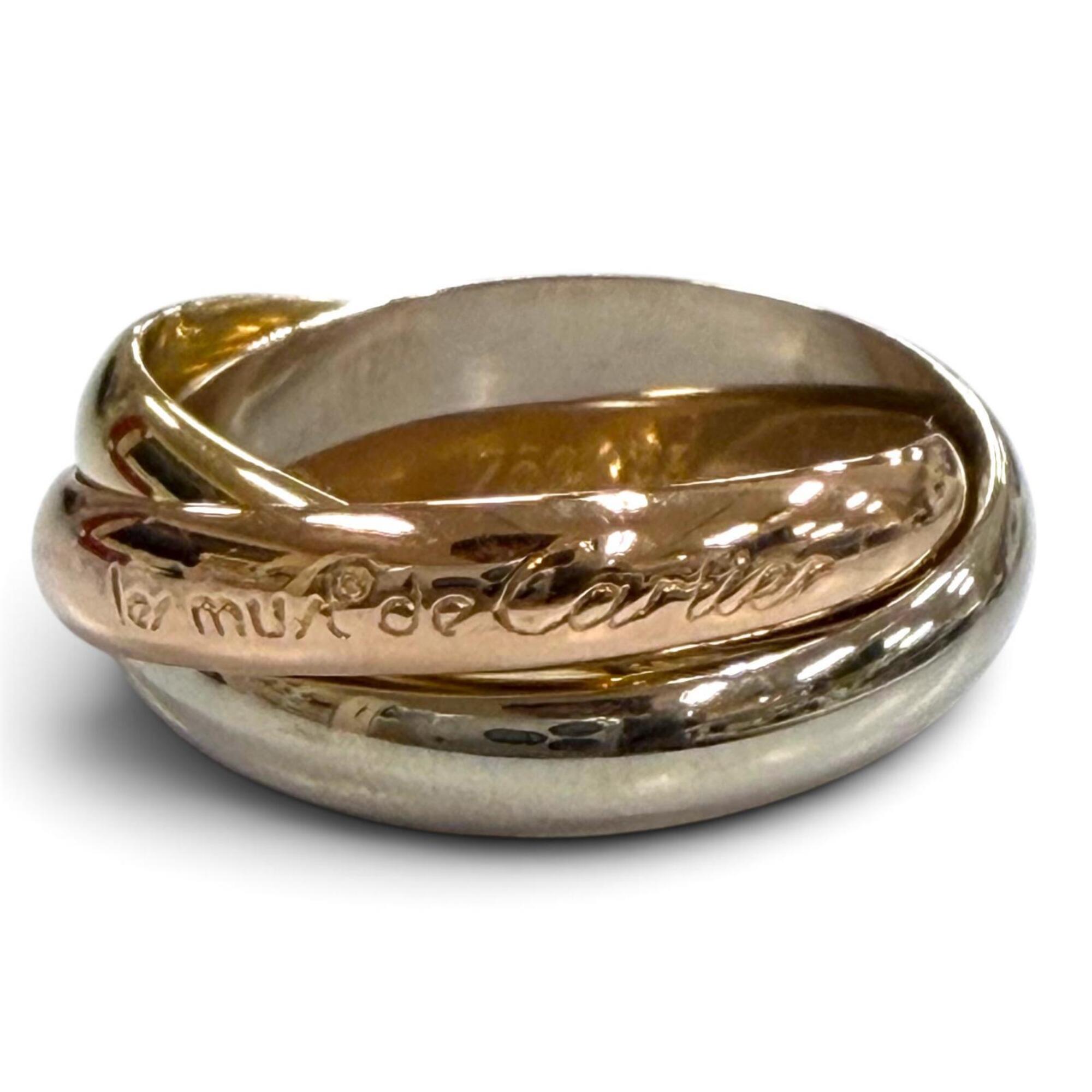 Cartier Trinity Ring Classic 750 (YG x PG WG) Ring, Yellow Gold, Pink White Size 53, Weight 8.01g, W