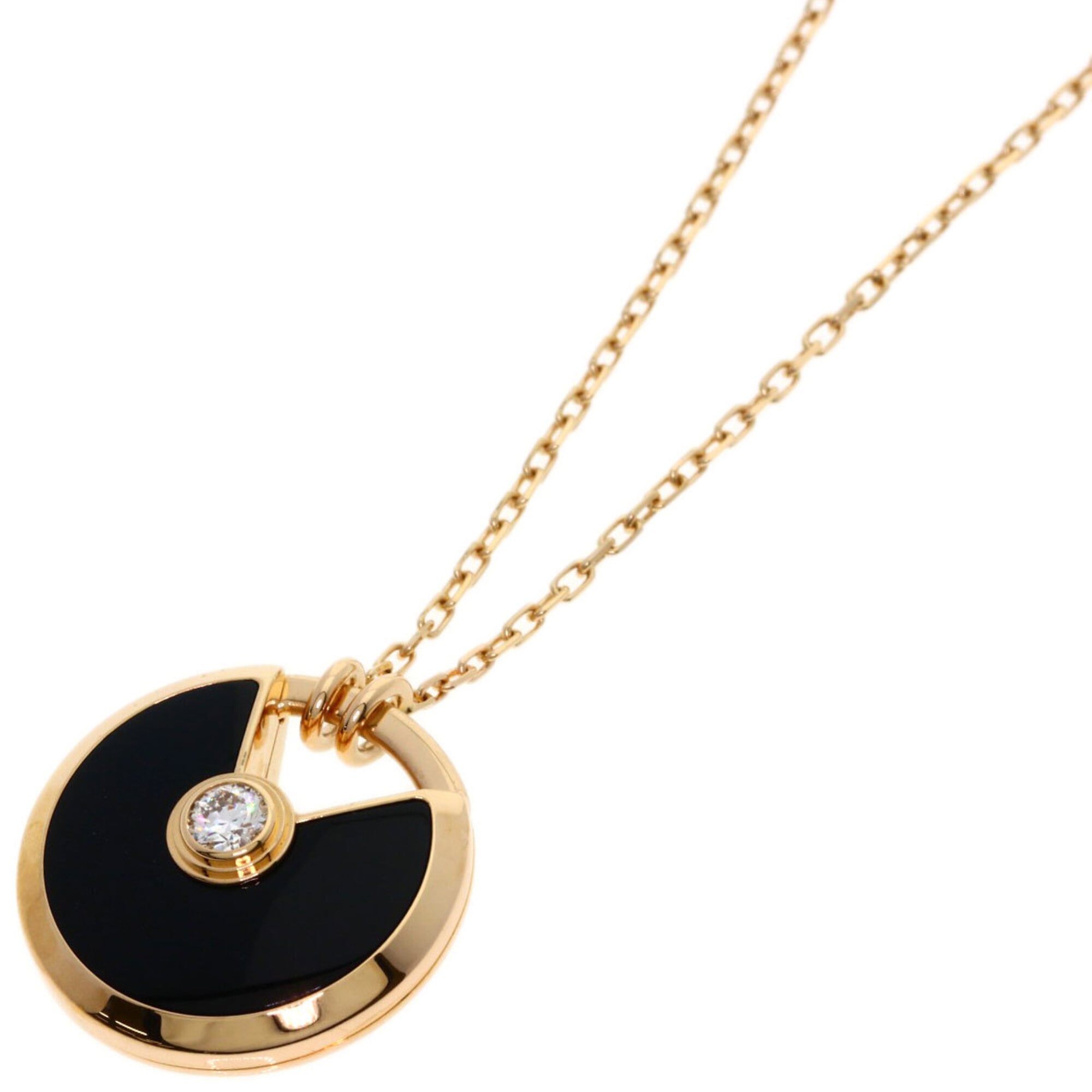 Cartier Amulette de Onyx Diamond Necklace 18K Pink Gold Women\'s CARTIER