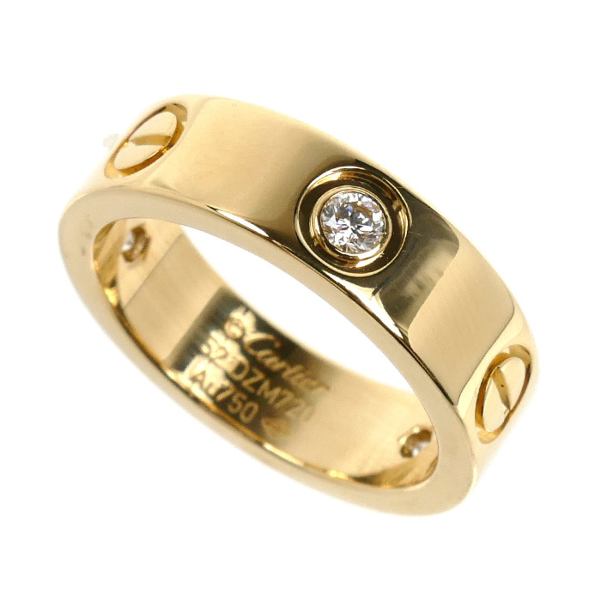 CARTIER Cartier 18K Yellow Gold Love Ring Half Diamond B4032452 52 8.5g Women\'s