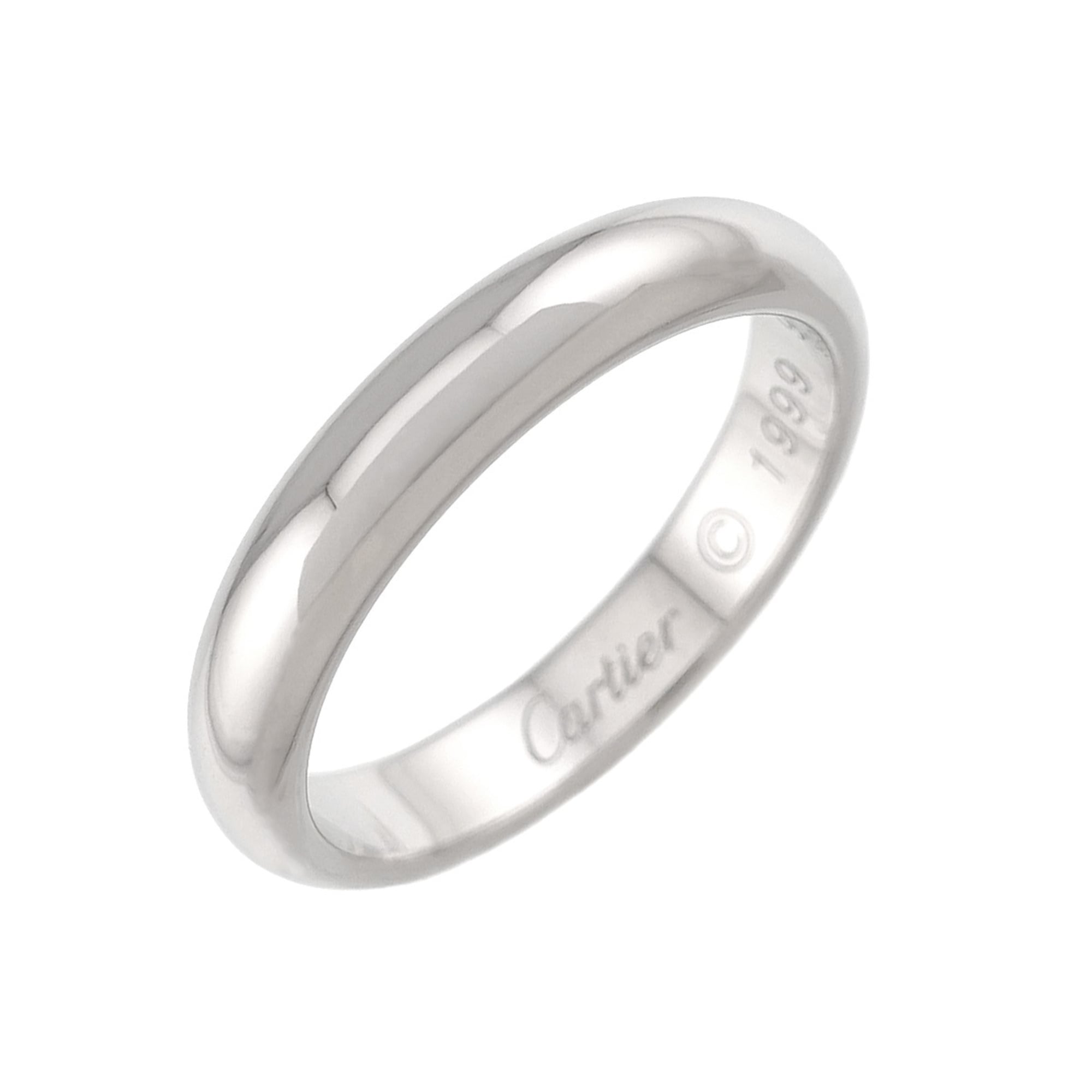 Cartier 1895 Classic Band Ring #52, 3.4mm wide, Platinum.